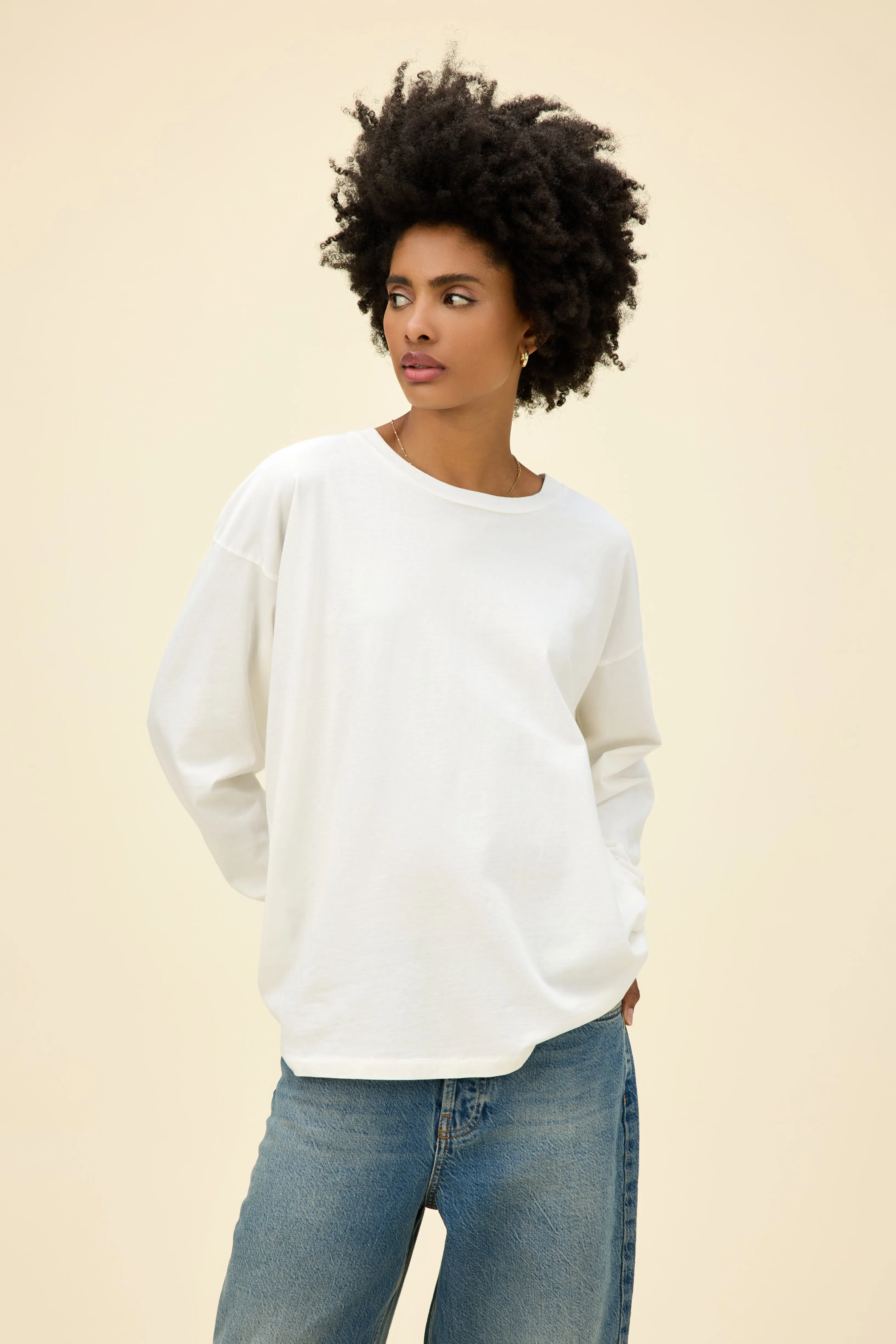 Solid Long Sleeve Merch in Vintage White sold by Daydreamer product image thumbnail 5