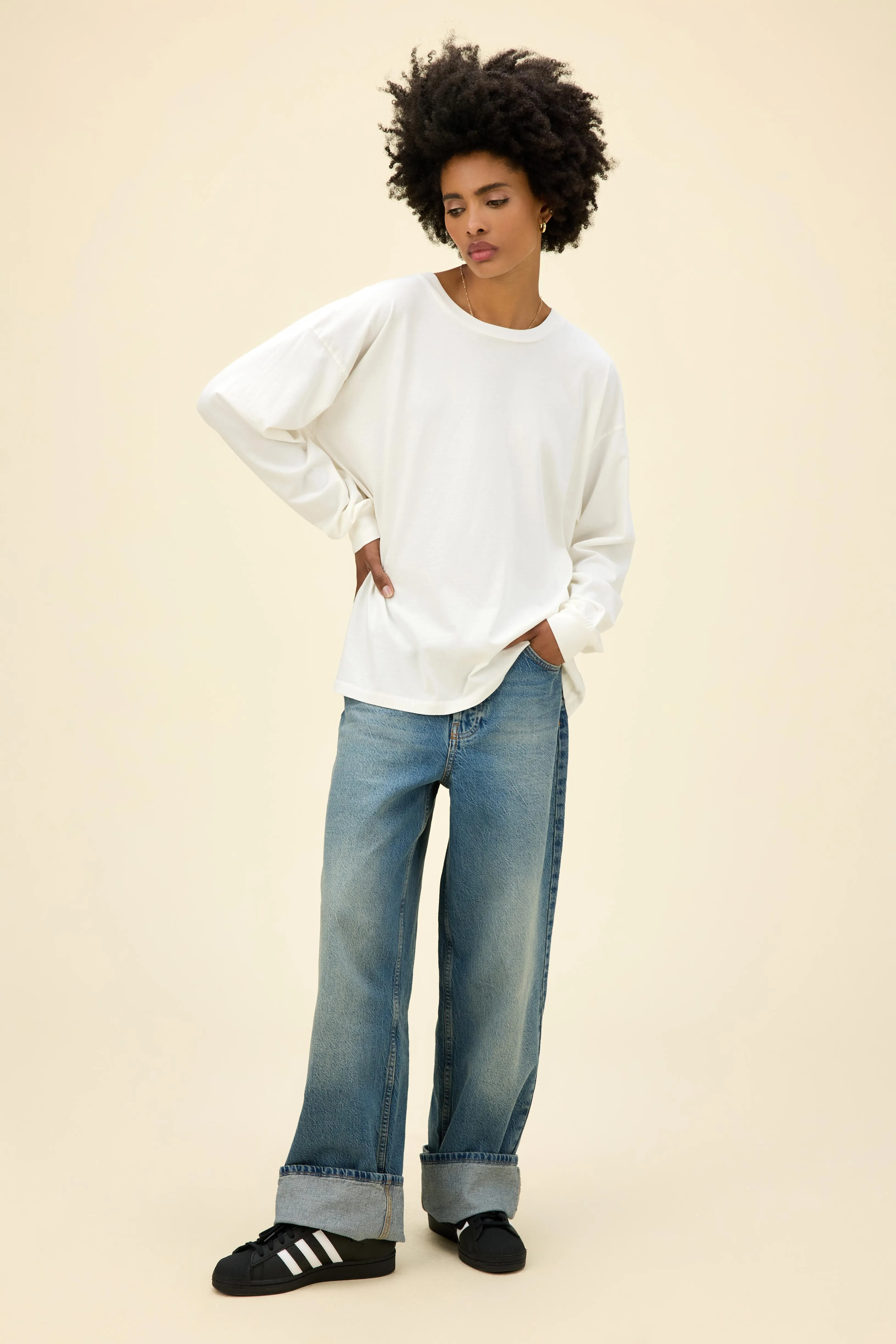 Solid Long Sleeve Merch in Vintage White sold by Daydreamer product image thumbnail 2