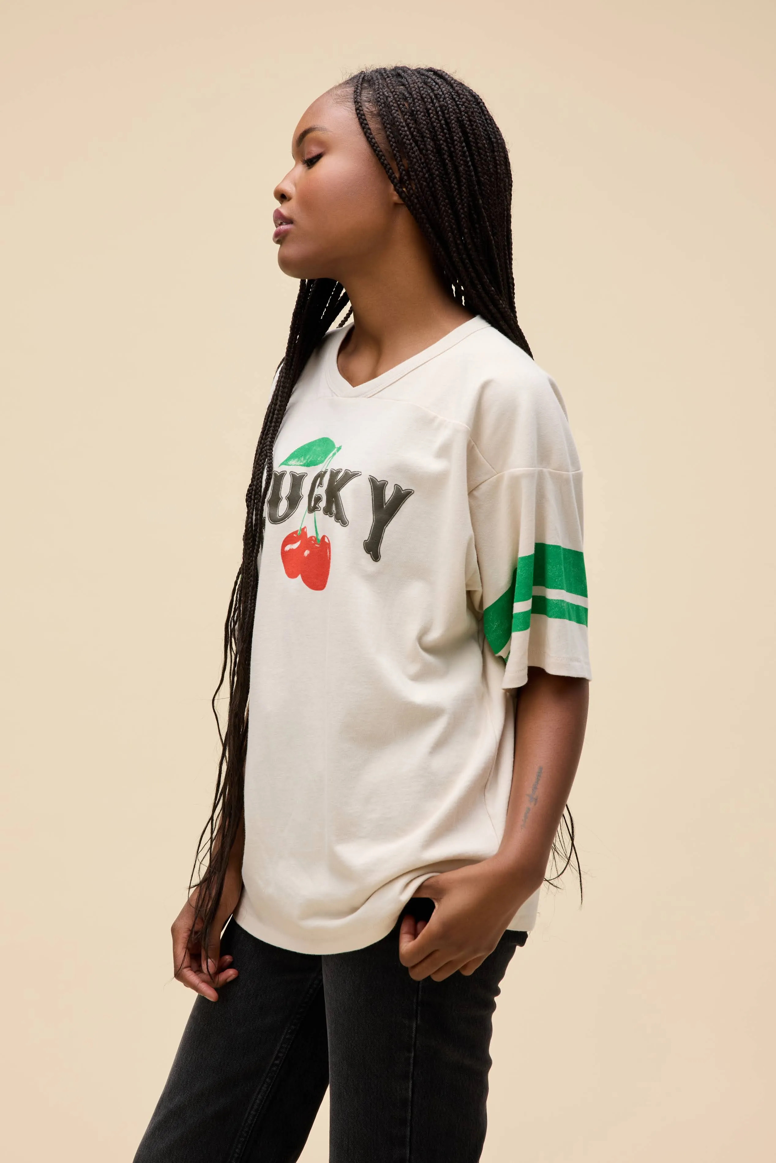 Lucky Cherries Oversized Jersey Tee sold by Daydreamer product image thumbnail 4