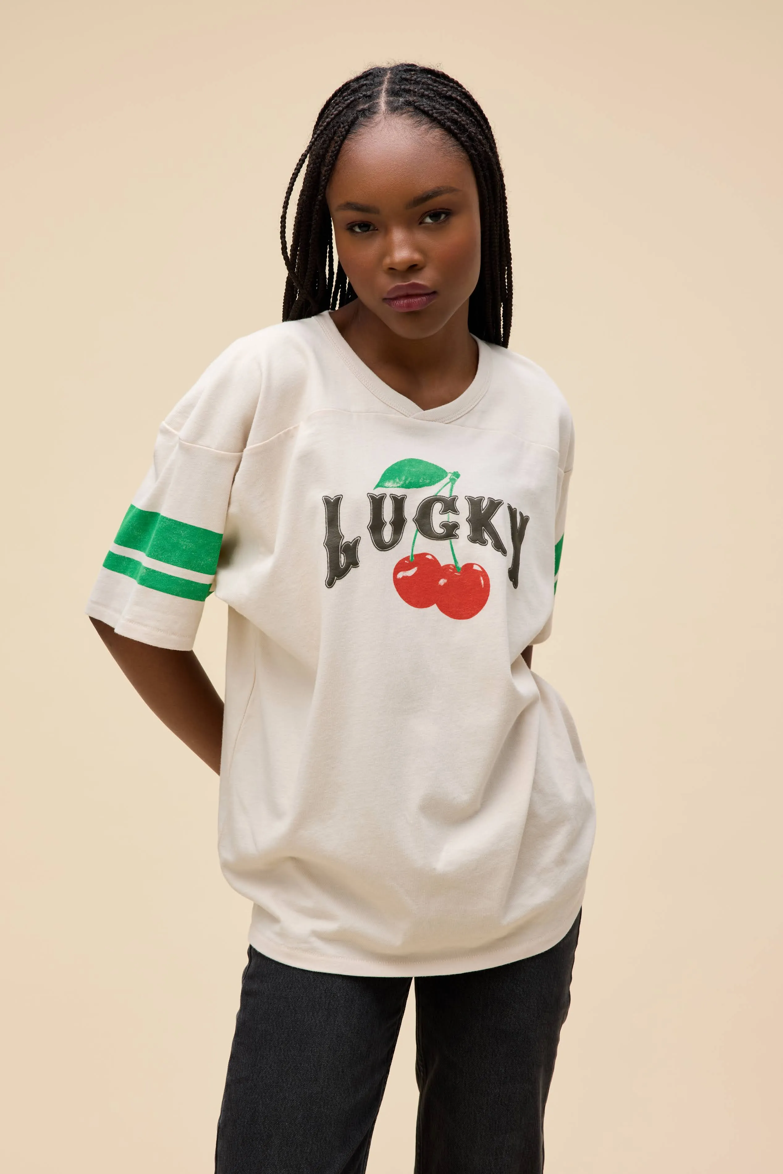 Lucky Cherries Oversized Jersey Tee sold by Daydreamer product image thumbnail 2