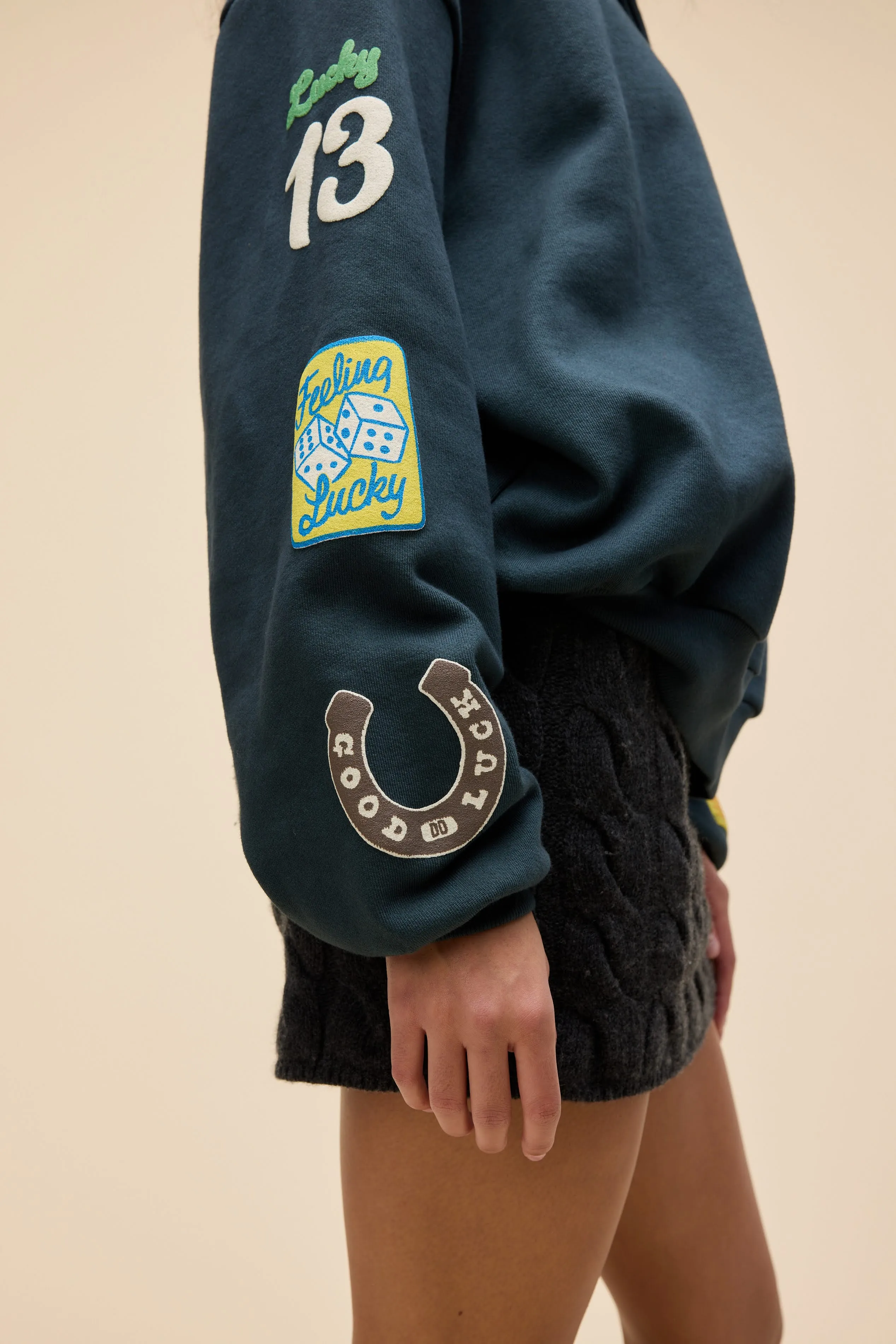 Symbols of Luck Oversized Henley Sweatshirt sold by Daydreamer product image thumbnail 2