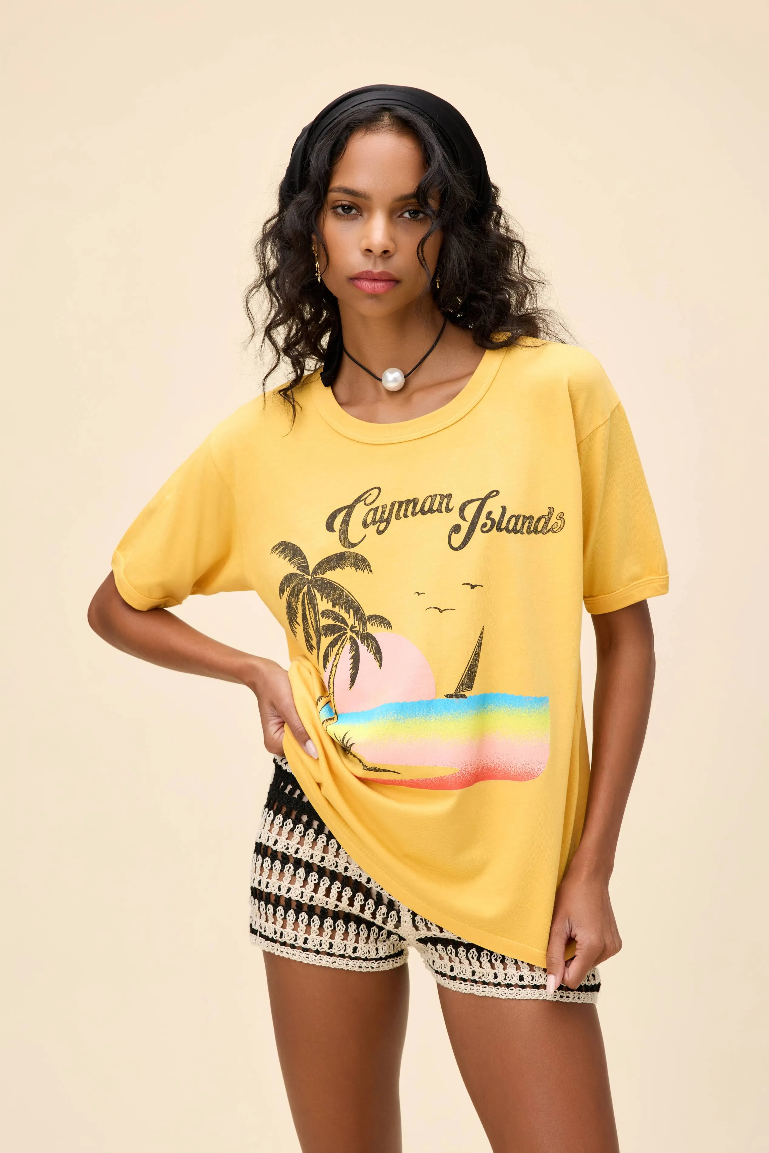 Cayman Islands Oversized Ringer Tee sold by Daydreamer product image thumbnail 3