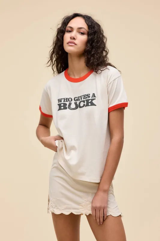 Who Gives A Buck Vintage Ringer Tee sold by Daydreamer