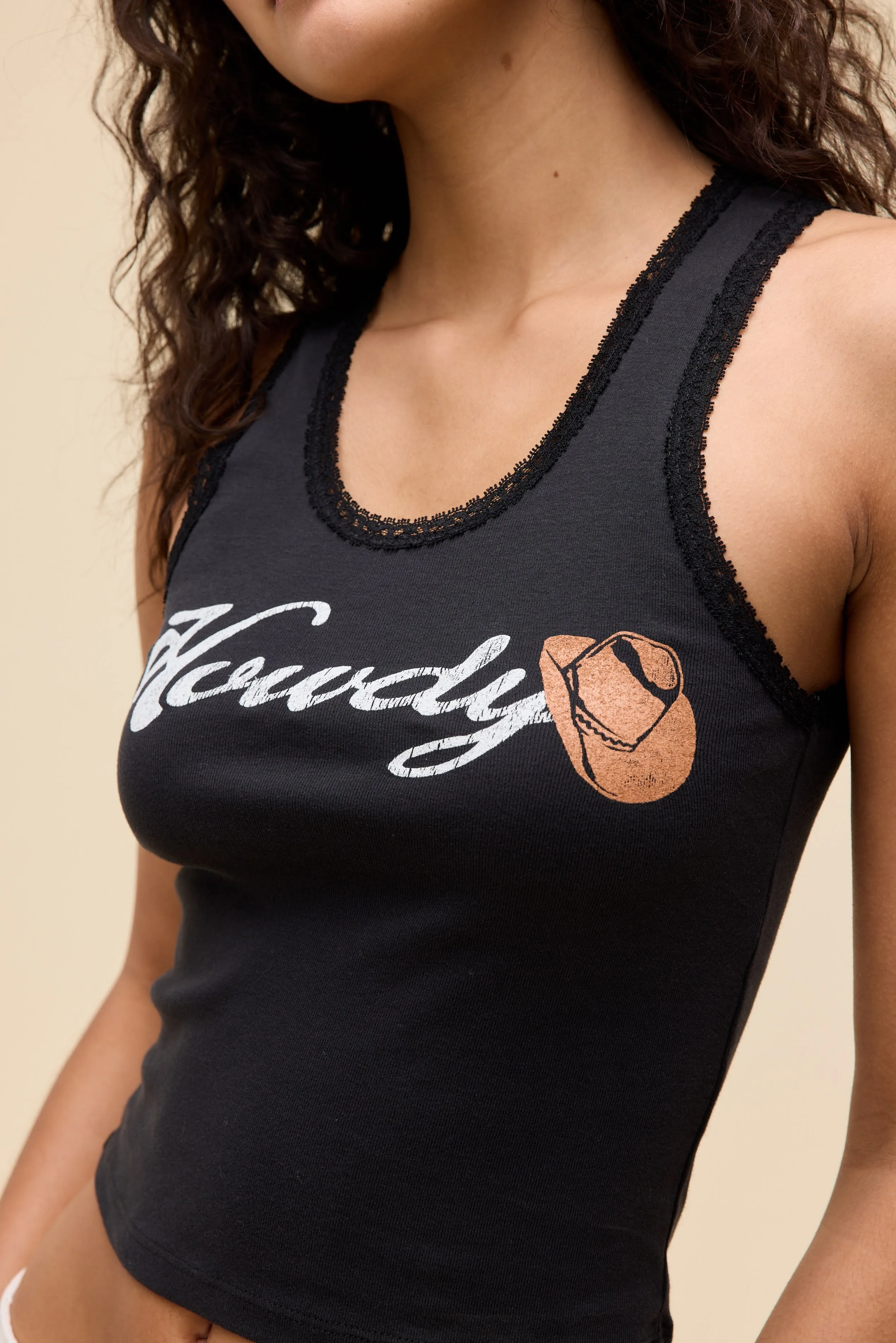 Howdy Cowboy Lace Trim Tank sold by Daydreamer product image thumbnail 2