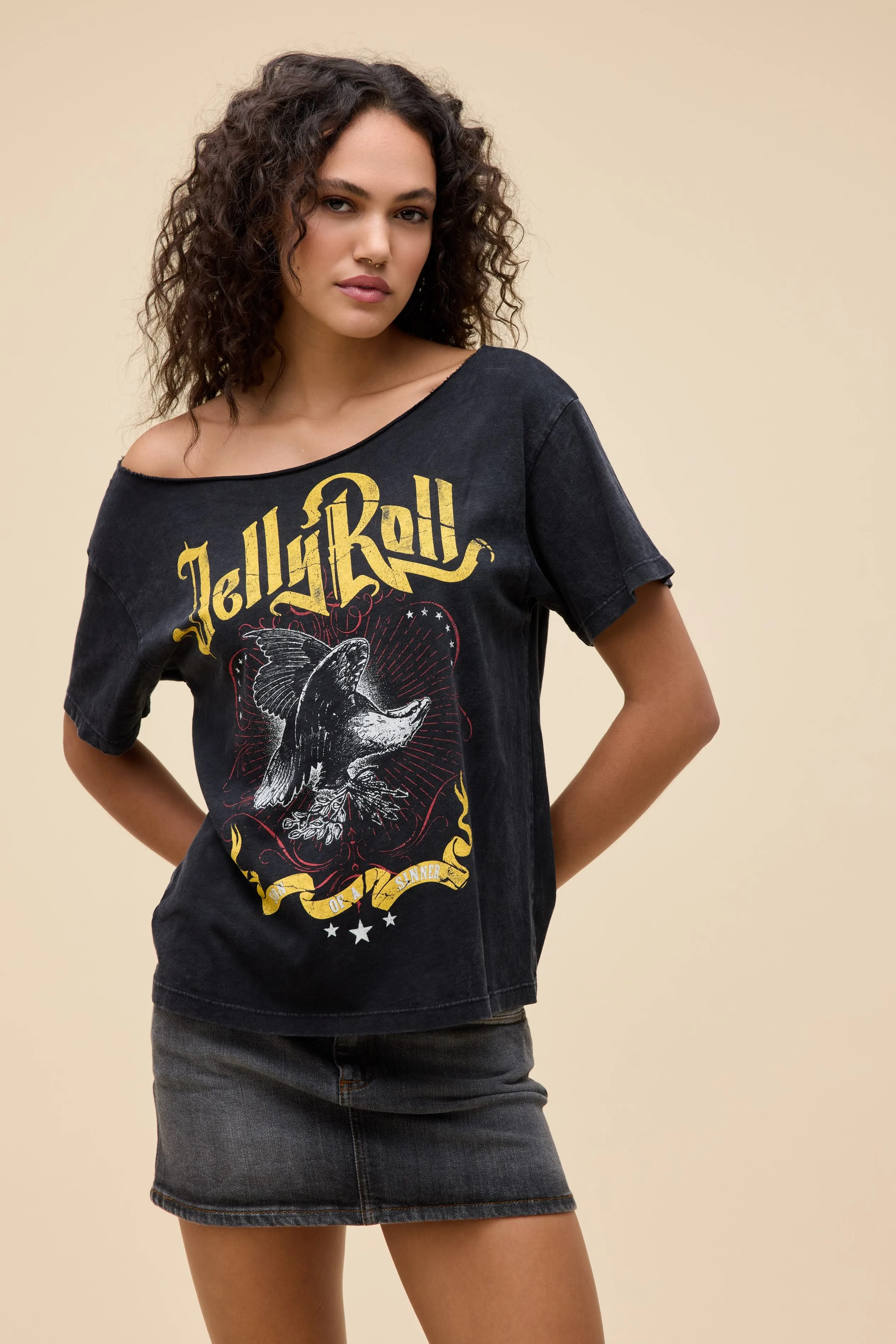 Jelly Roll Son of a Sinner Off-The-Shoulder Tee sold by Daydreamer product image thumbnail 5