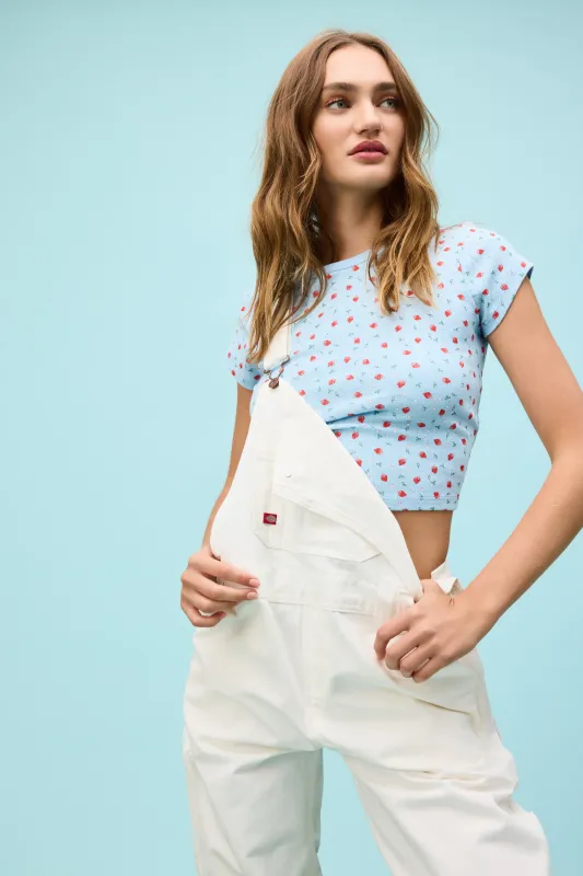 Strawberry All Over Print Pointelle Tee made by Daydreamer