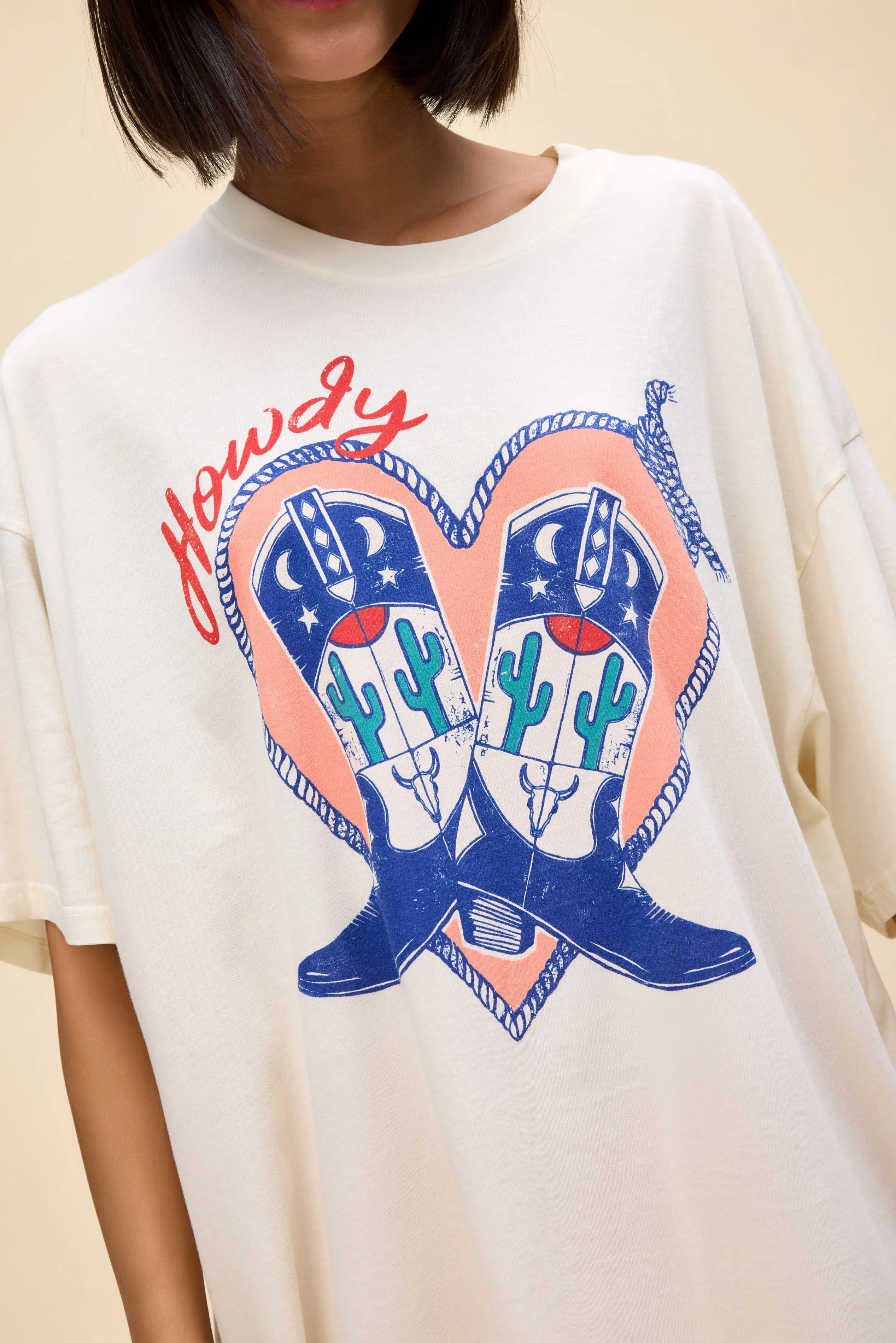 Howdy Boots OS Tee in Stone Vintage sold by Daydreamer product image thumbnail 2