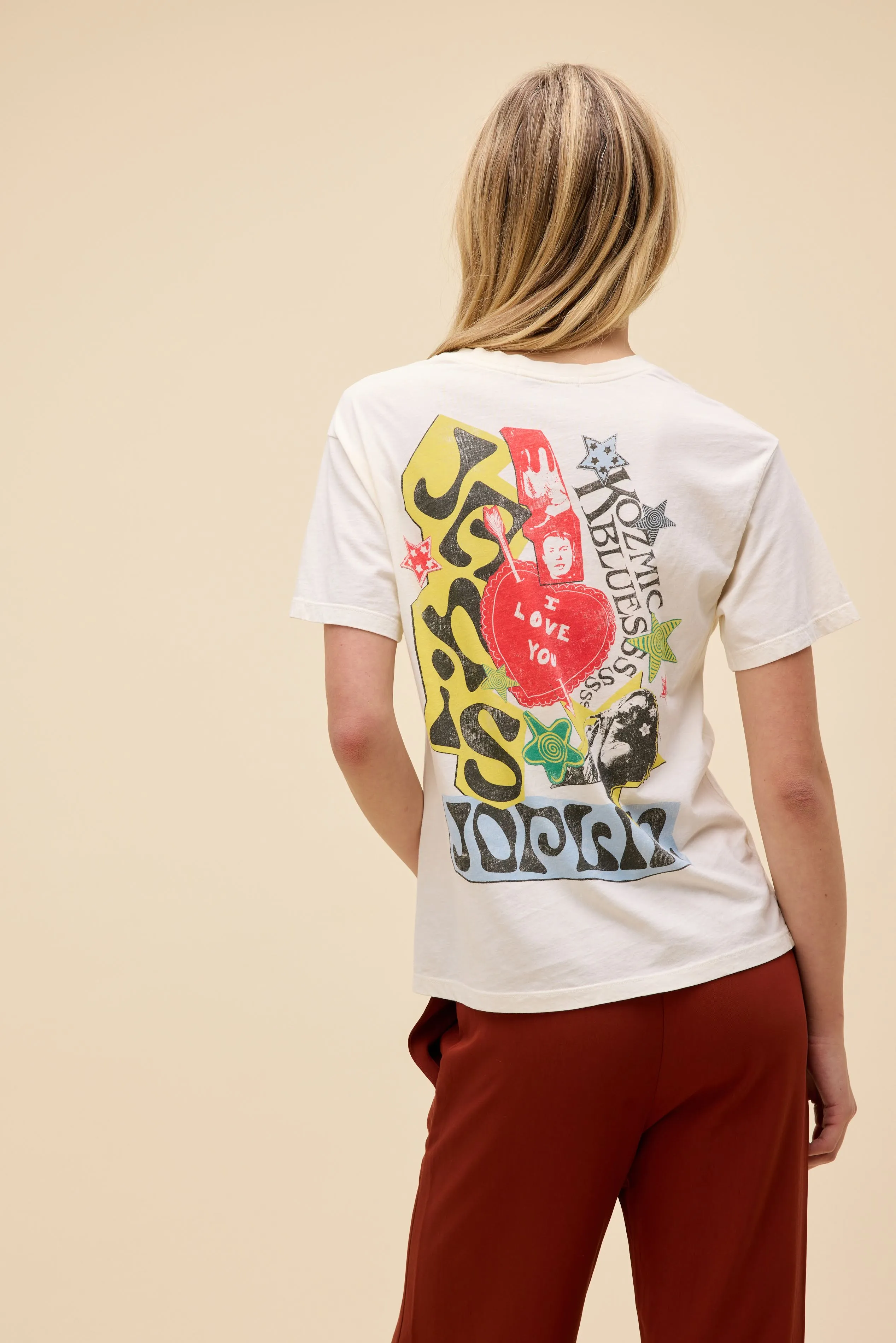 Janis Joplin Scrapbook Art Boyfriend Tee sold by Daydreamer product image thumbnail 2