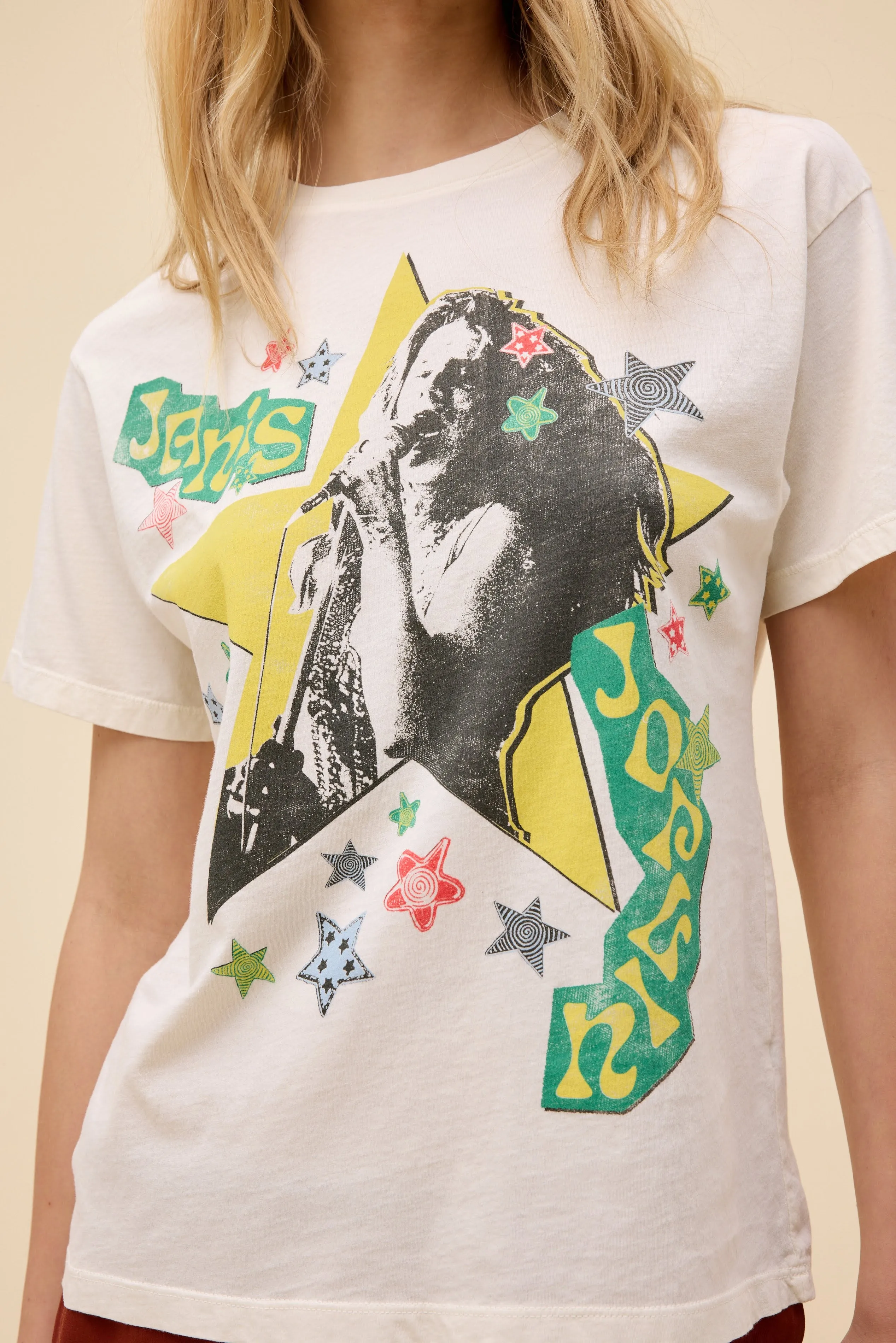 Janis Joplin Scrapbook Art Boyfriend Tee sold by Daydreamer product image thumbnail 3