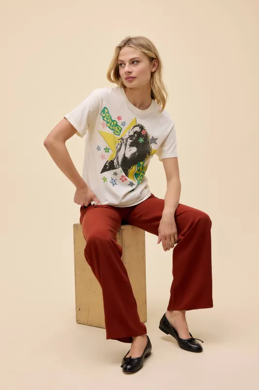 Janis Joplin Scrapbook Art Boyfriend Tee sold by Daydreamer