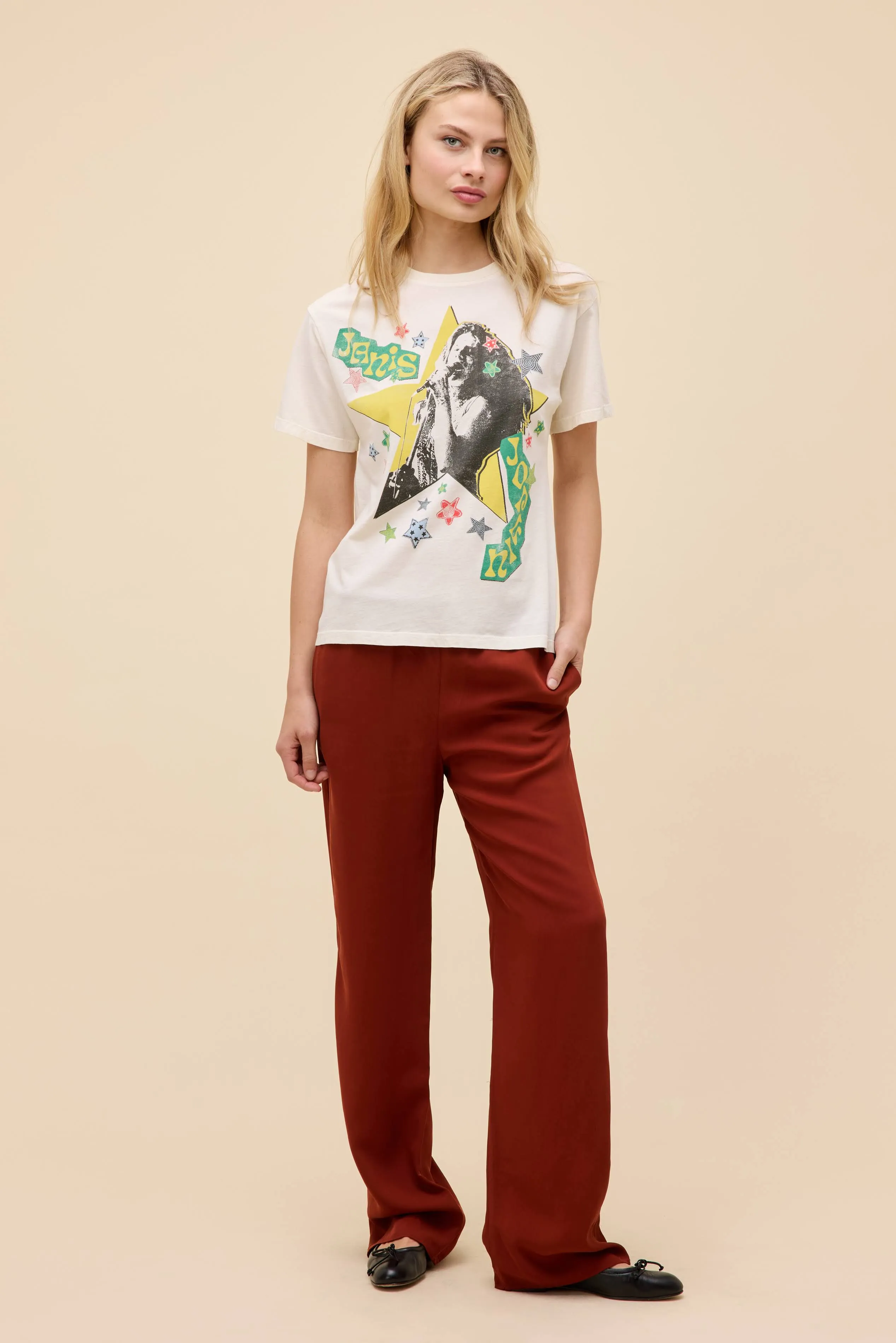 Janis Joplin Scrapbook Art Boyfriend Tee sold by Daydreamer product image thumbnail 5