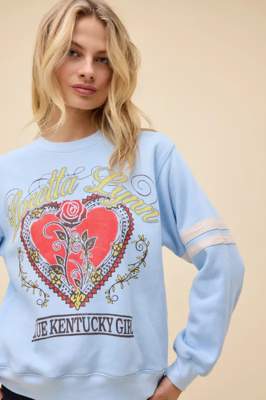 Loretta Lynn Blue Kentucky Girl Varsity Sweatshirt sold by Daydreamer