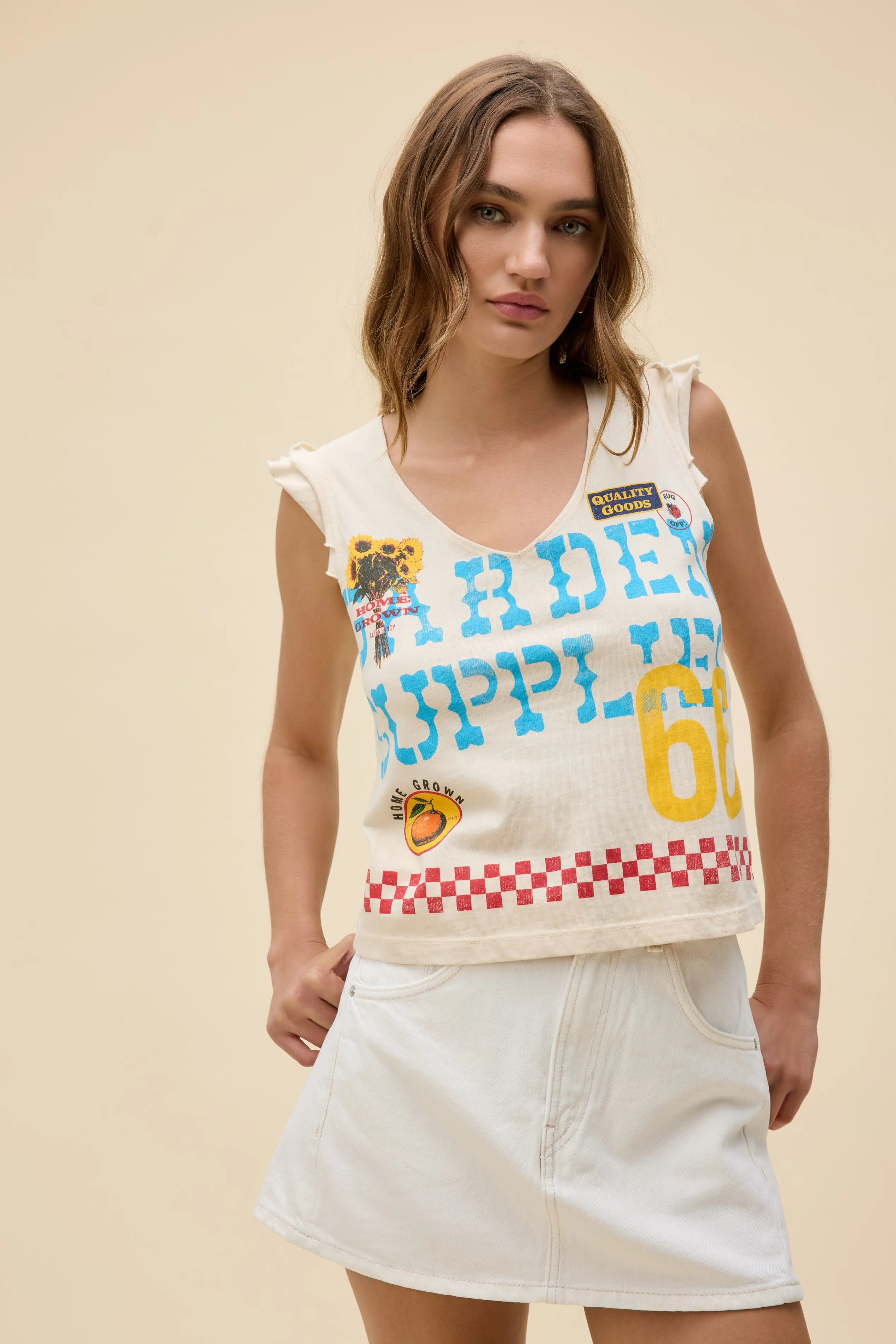 Home Grown Ruffle Sleeve Top sold by Daydreamer