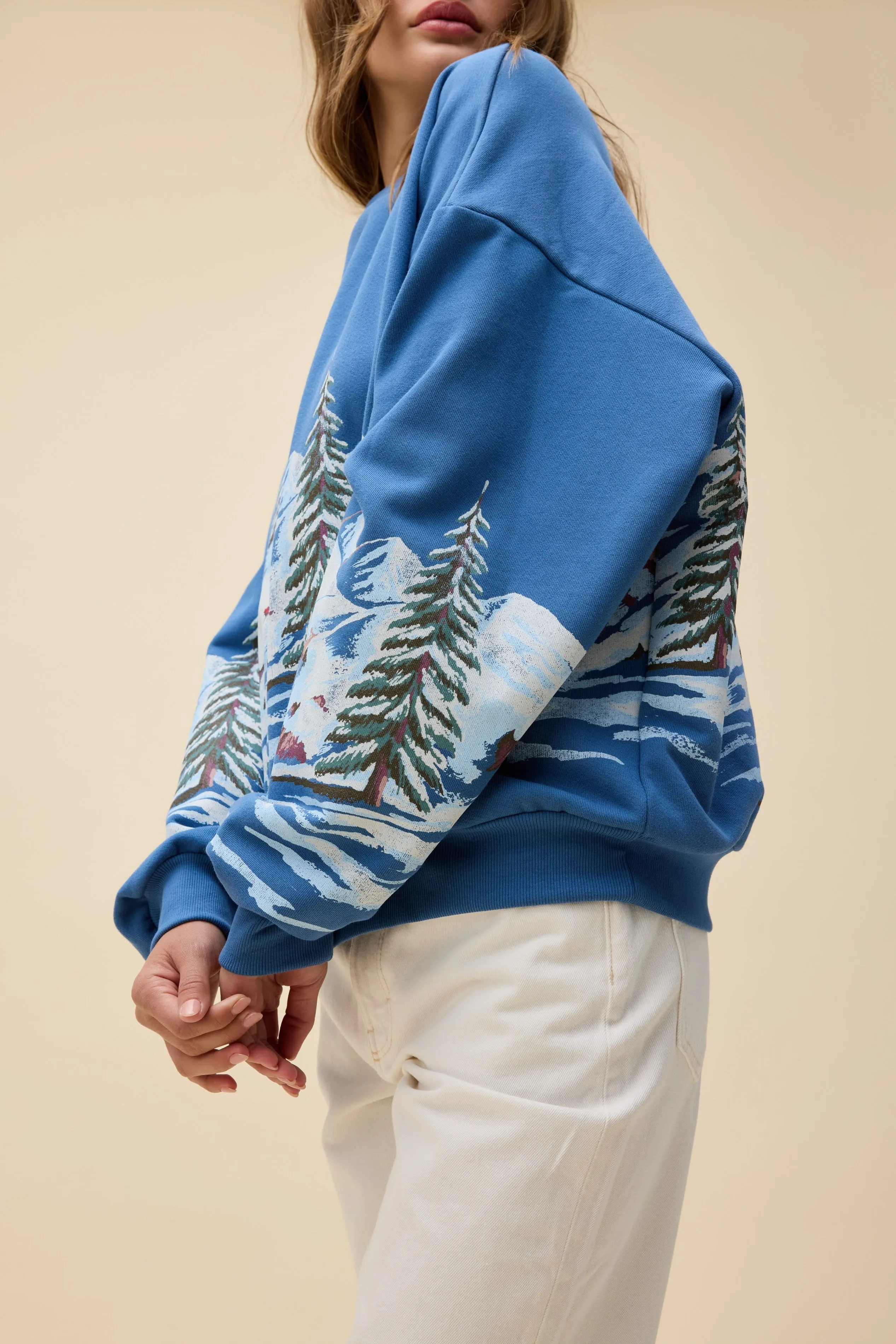 Alpine Ski Scene Oversized Crew Sweatshirt sold by Daydreamer product image thumbnail 5