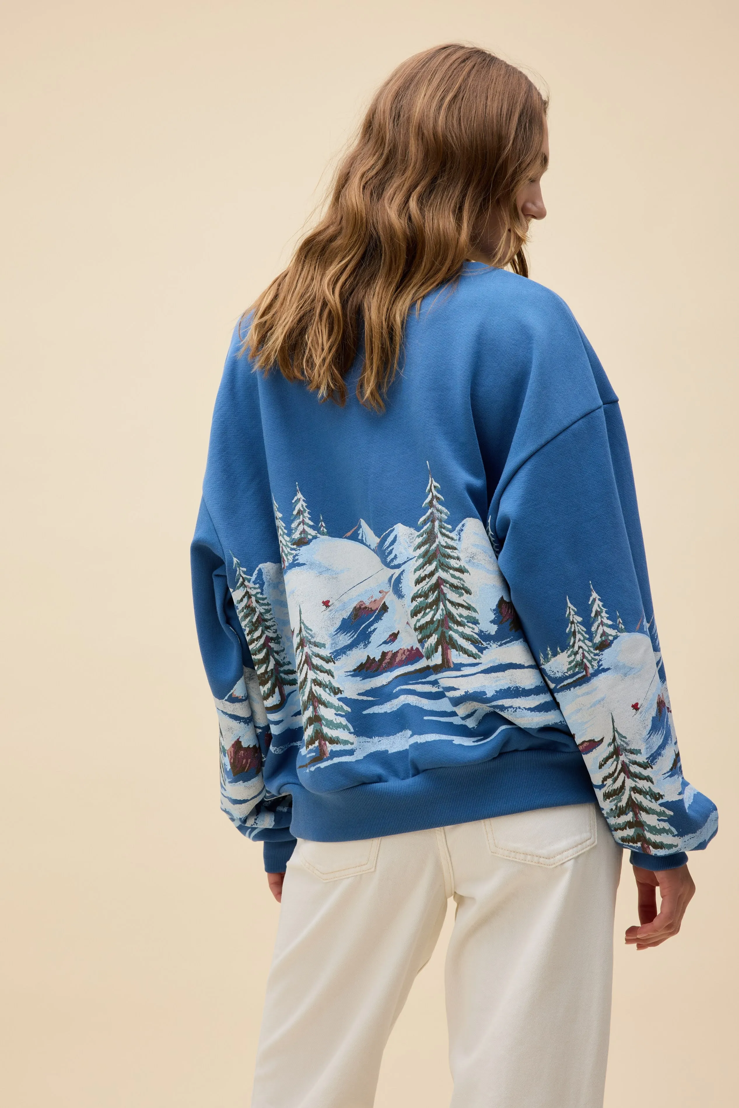 Alpine Ski Scene Oversized Crew Sweatshirt sold by Daydreamer product image thumbnail 2