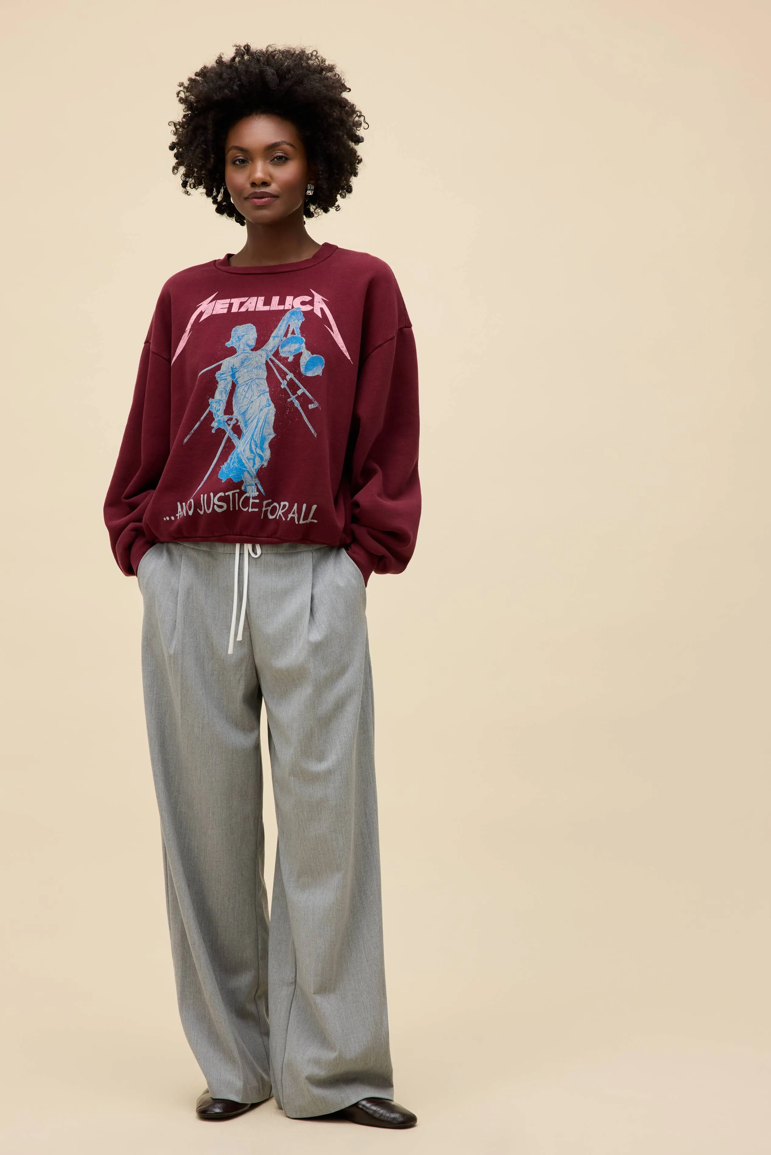 Metallica Justice For All Oversized Crew Sweatshirt sold by Daydreamer product image thumbnail 3