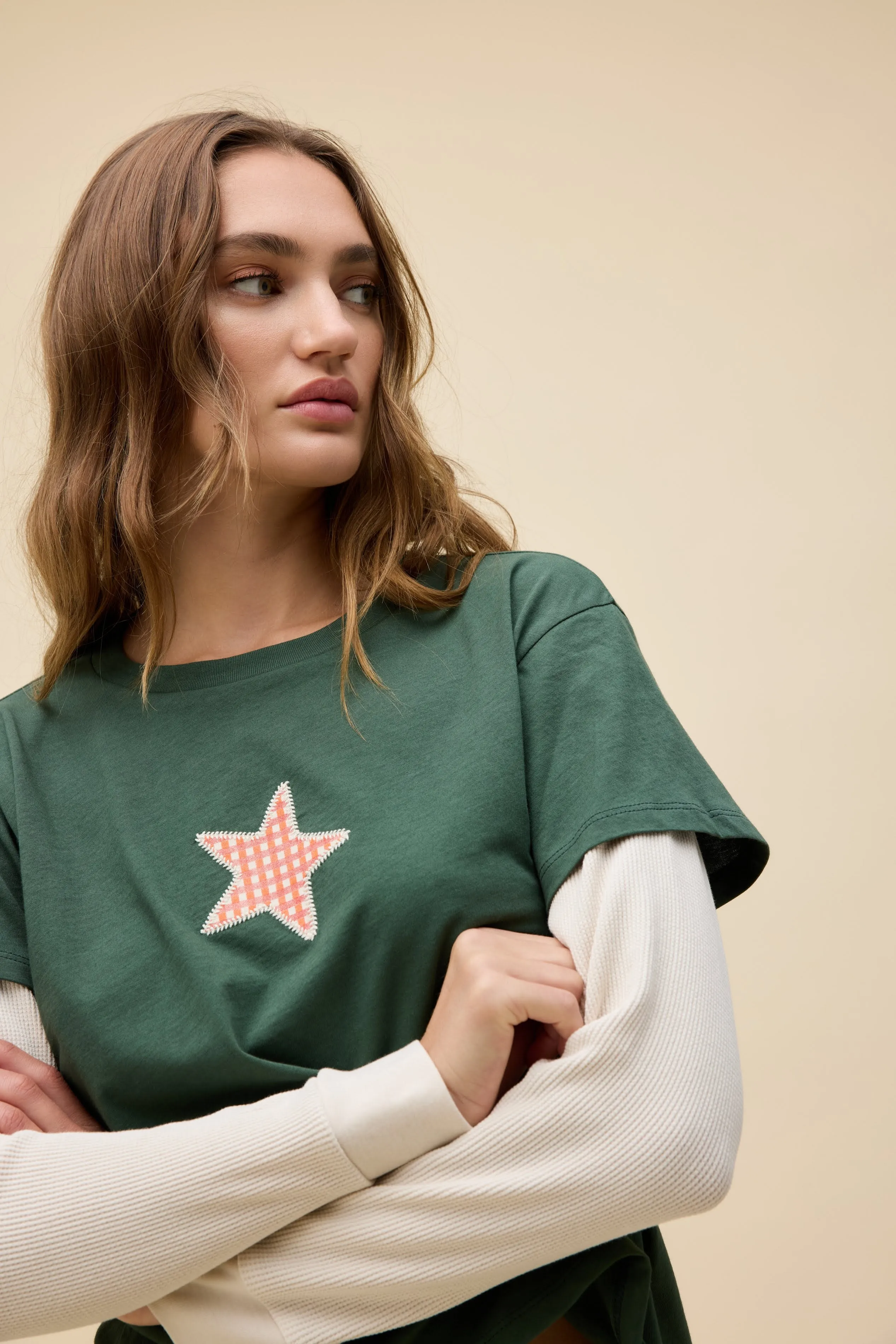 Applique Star Solo Twofer Long Sleeve sold by Daydreamer product image thumbnail 4