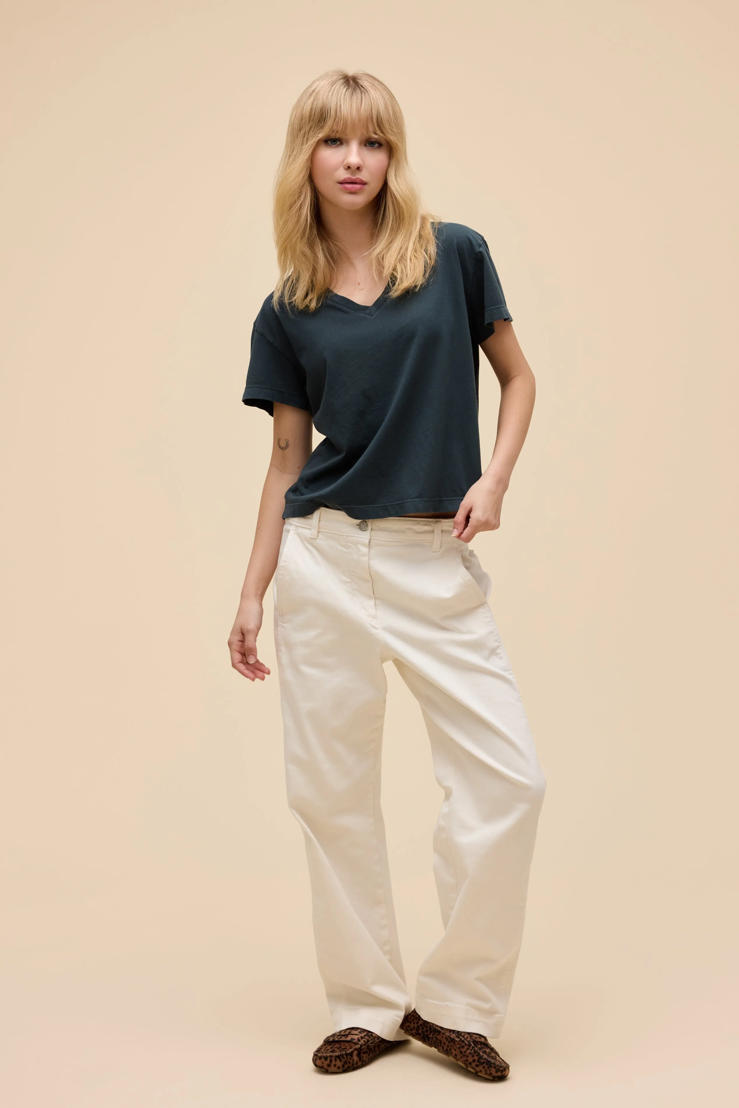 Solid Boxy V-Neck Tee sold by Daydreamer product image thumbnail 2