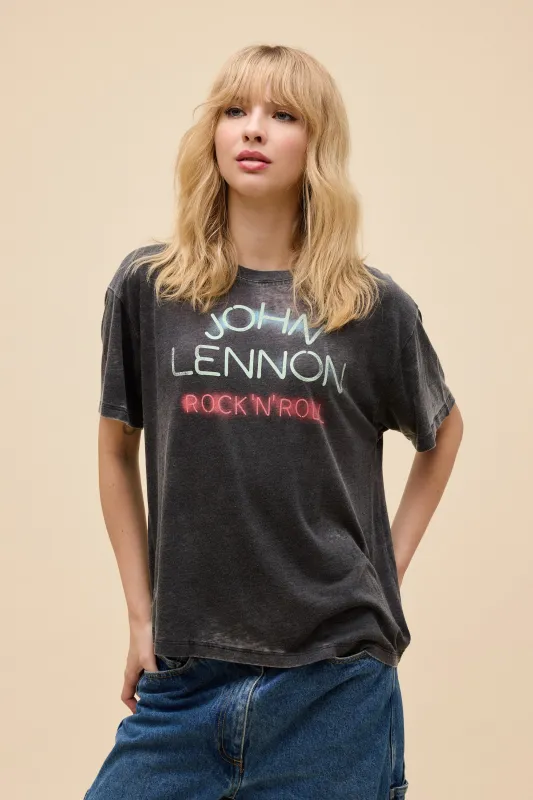 John Lennon Rock 'N' Roll Burnout Boyfriend Tee sold by Daydreamer