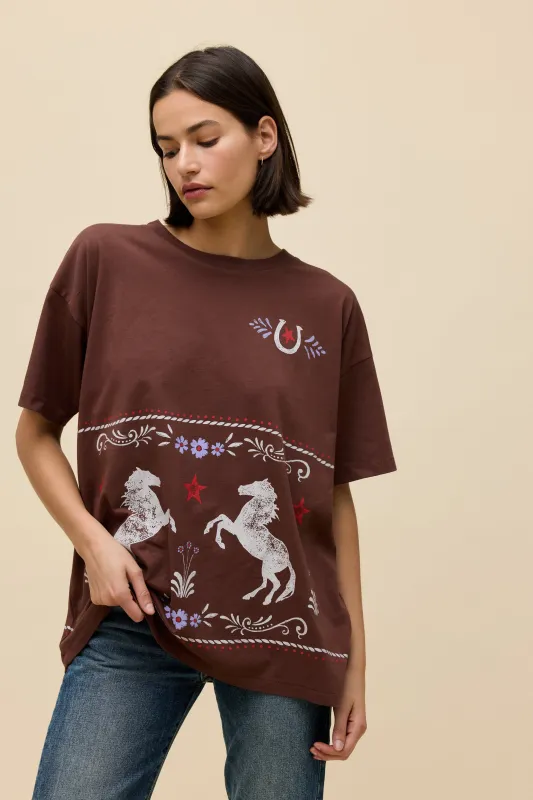 Floral Horse Pattern Merch Tee made by Daydreamer