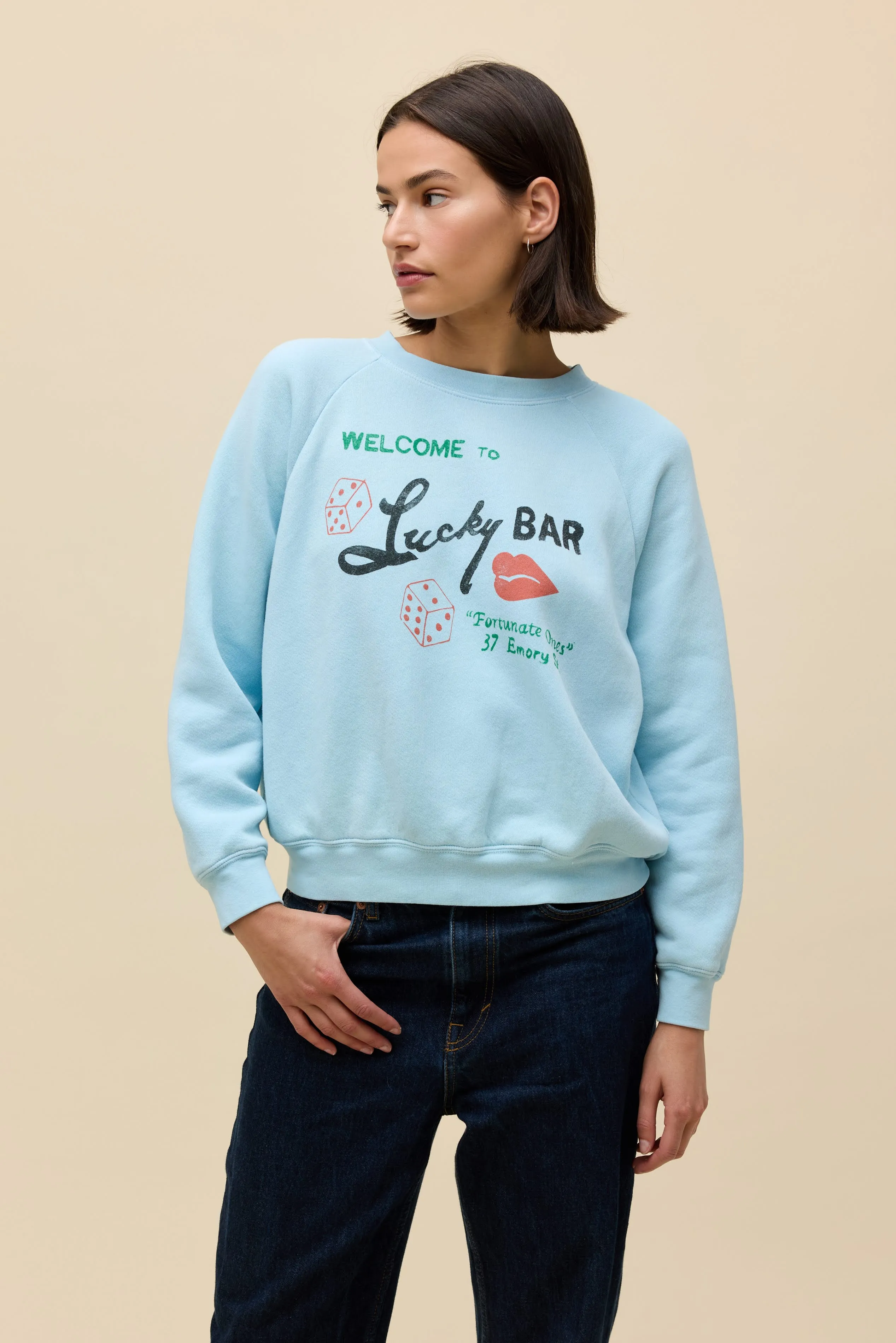 Lucky Bar Shrunken Raglan Sweatshirt sold by Daydreamer product image thumbnail 3