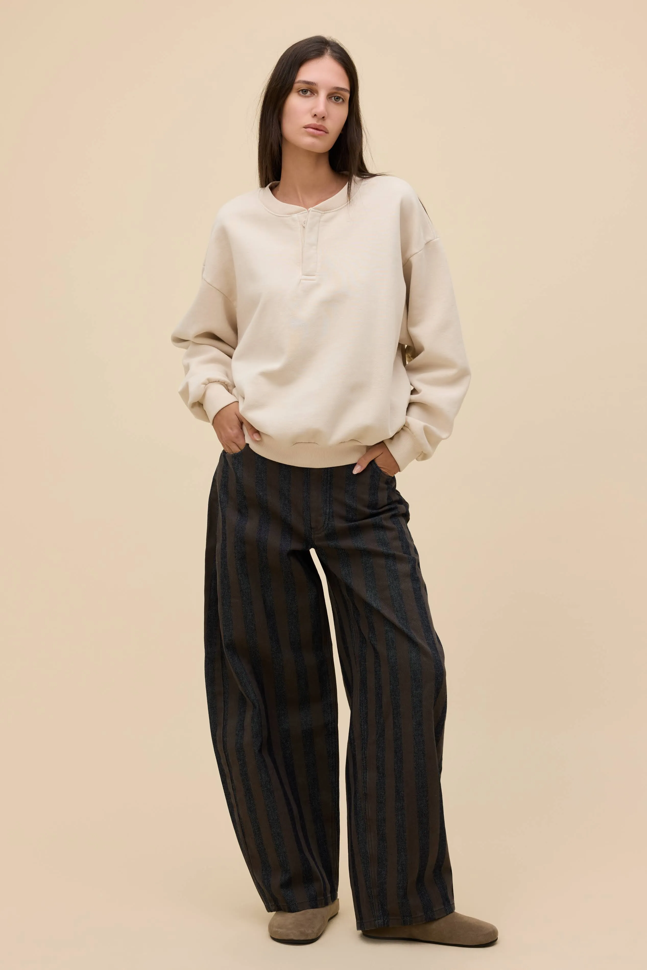 Solid Oversized Henley Sweatshirt sold by Daydreamer product image thumbnail 2