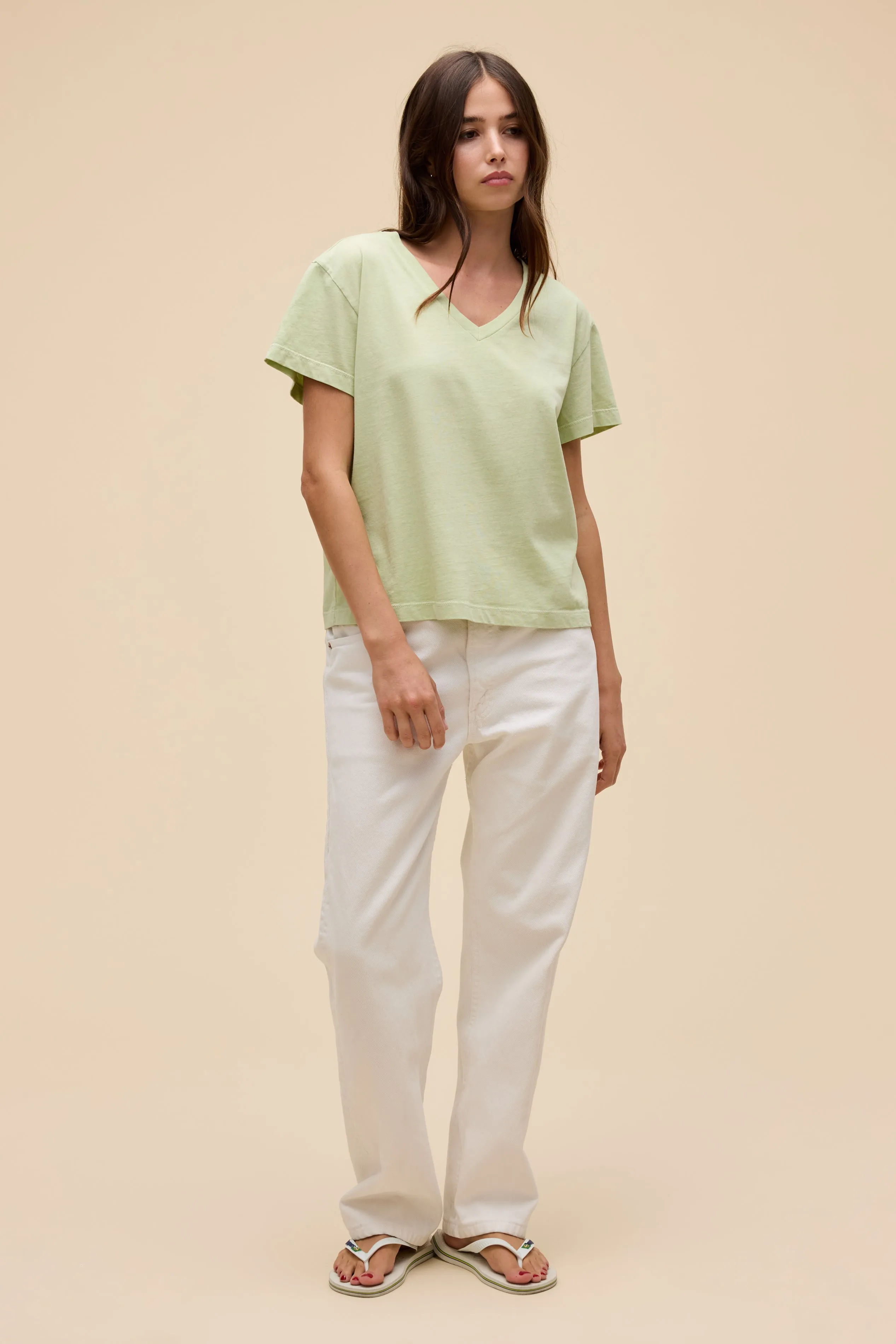 SOLID BOXY V-NECK TEE sold by Daydreamer product image thumbnail 2