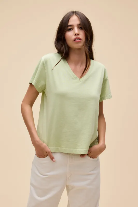 SOLID BOXY V-NECK TEE sold by Daydreamer