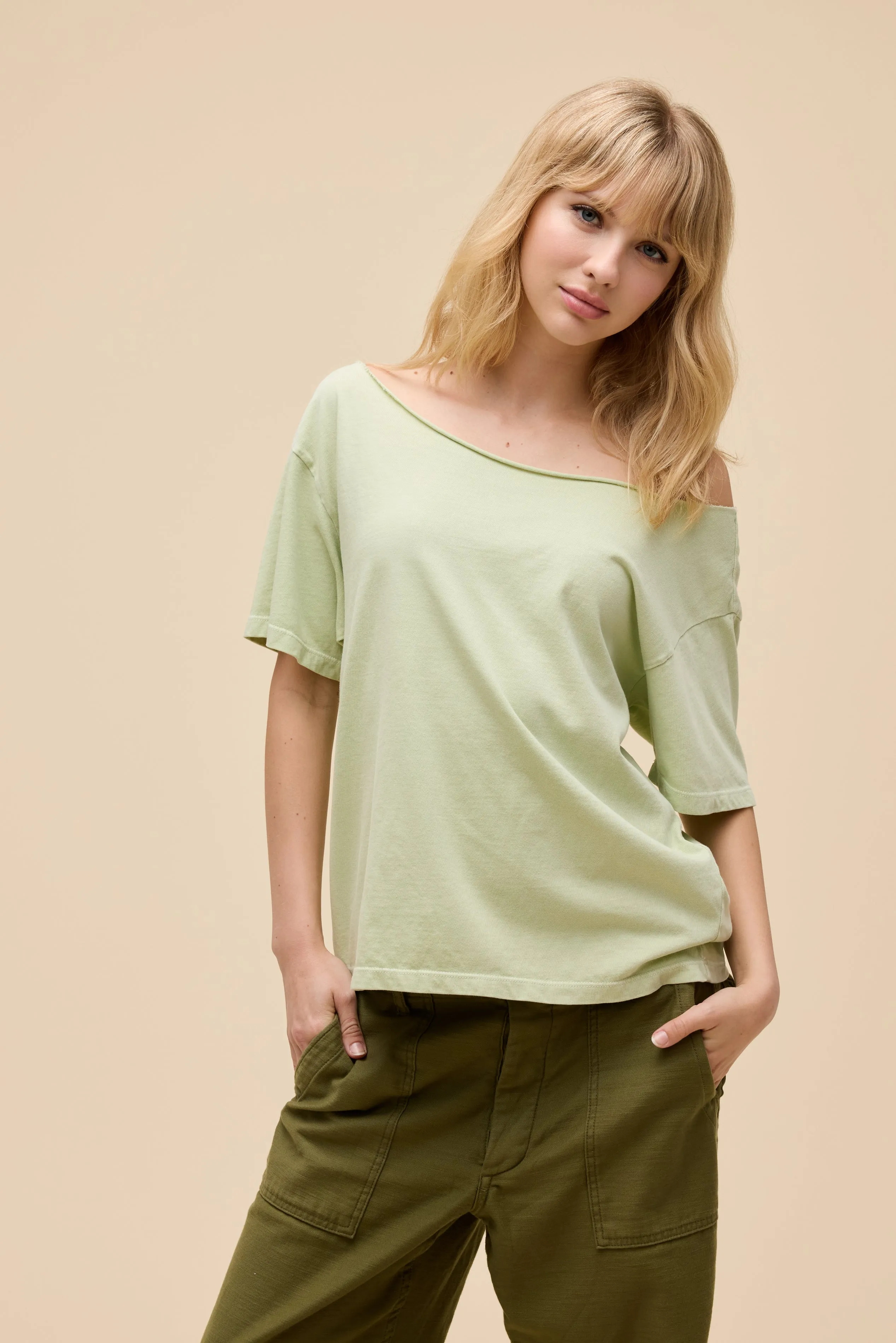 SOLID OFF-THE-SHOULDER TEE sold by Daydreamer
