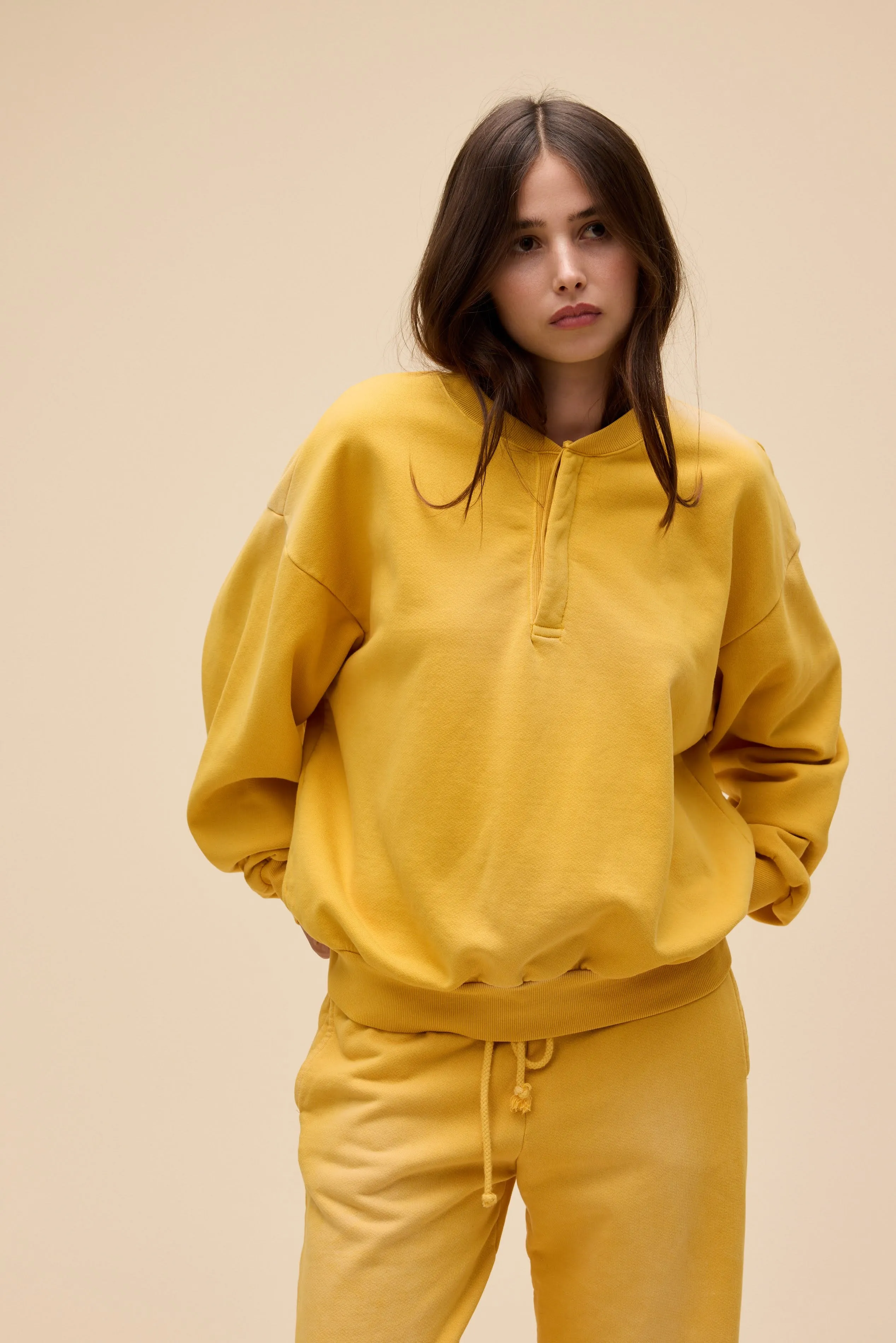 SOLID OVERSIZED HENLEY SWEATSHIRT sold by Daydreamer product image thumbnail 3