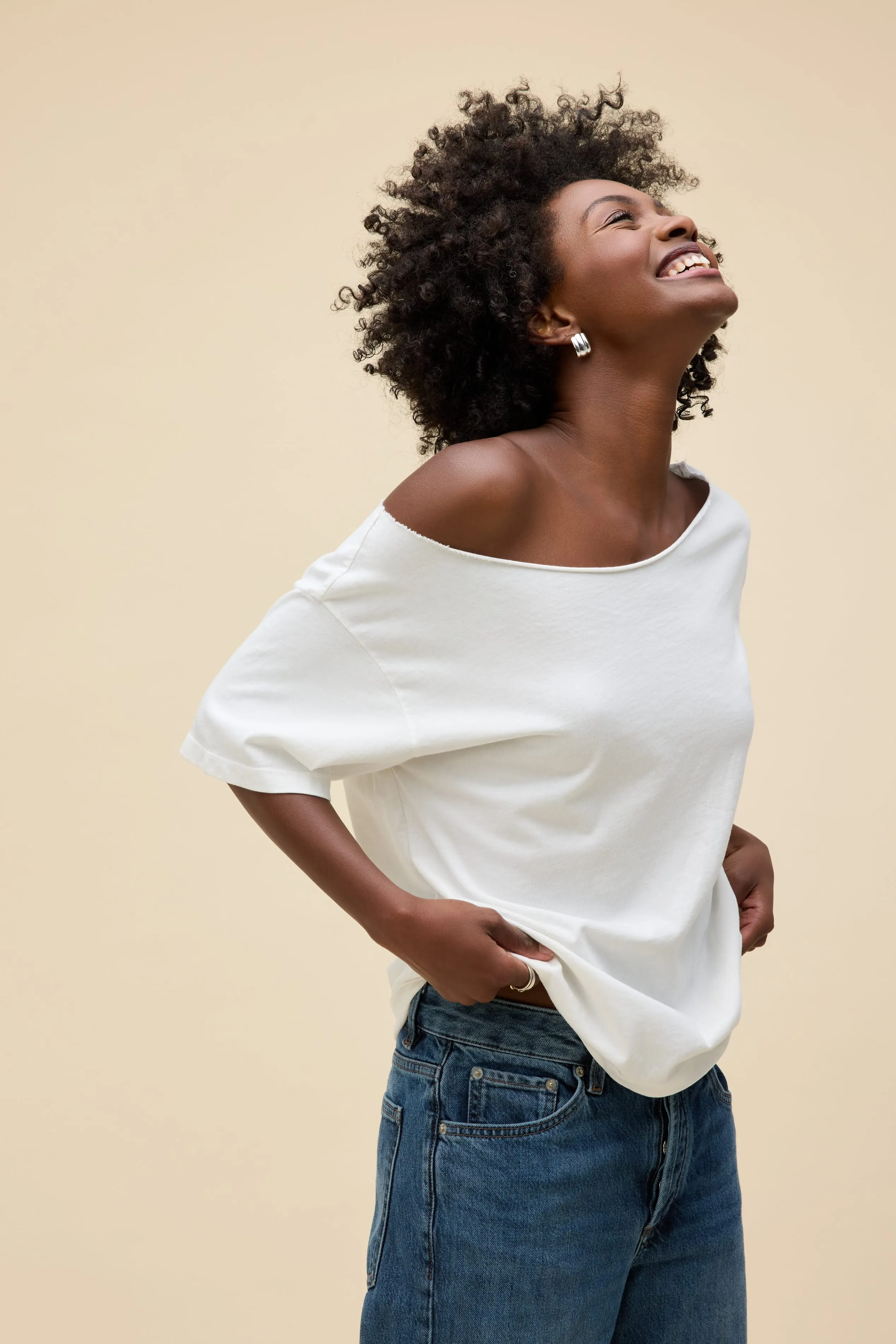 SOLID OFF-THE-SHOULDER TEE sold by Daydreamer