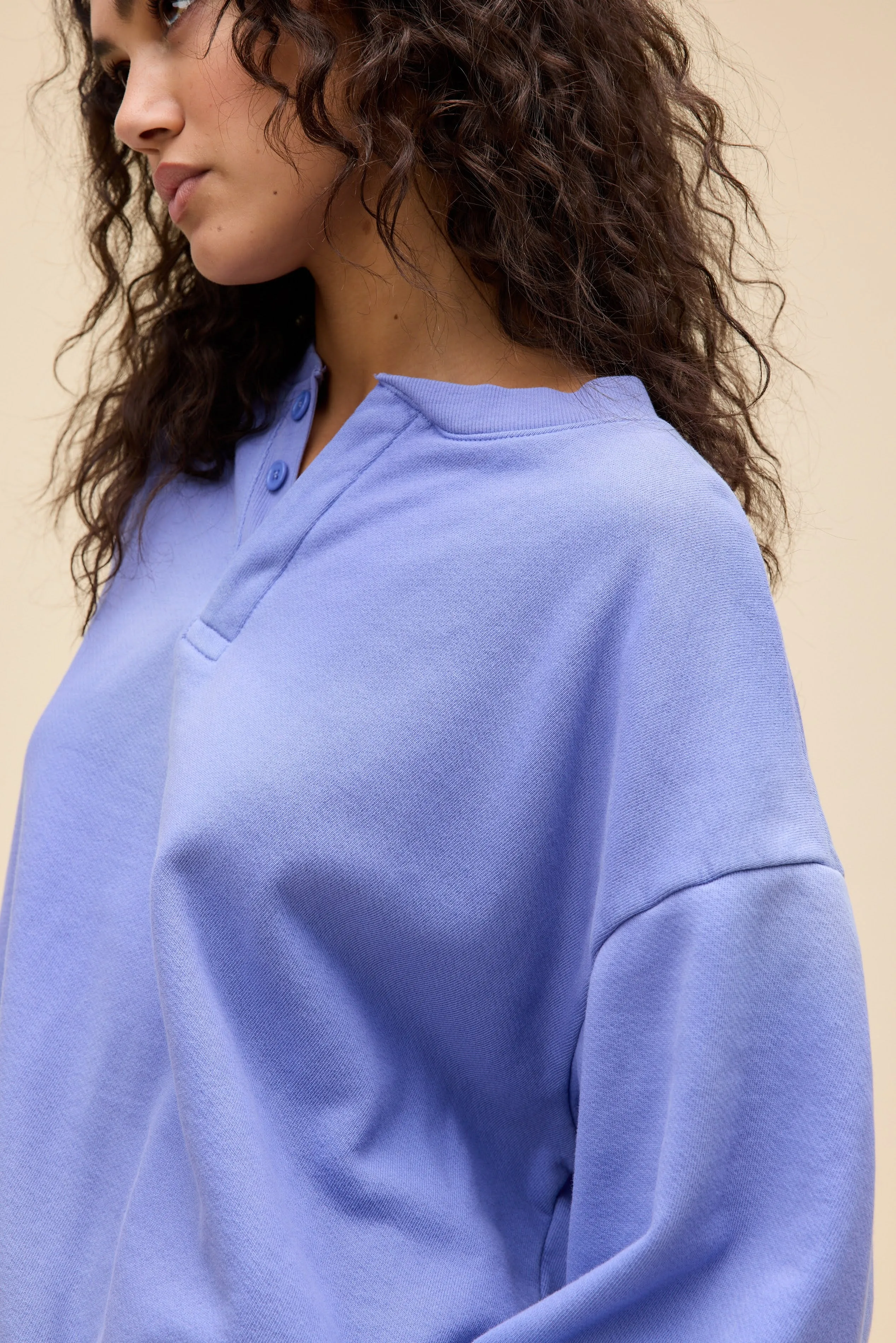 SOLID OVERSIZED HENLEY SWEATSHIRT sold by Daydreamer product image thumbnail 2