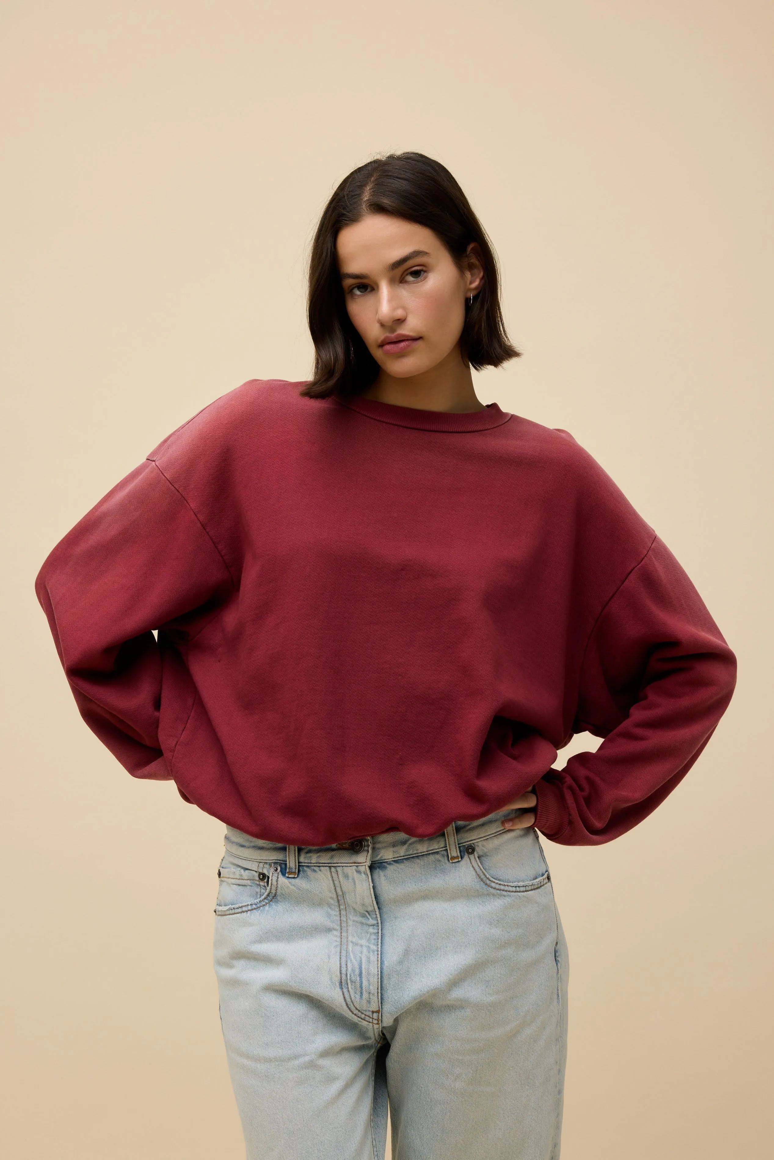 Solid Oversized Crew Sweatshirt sold by Daydreamer product image thumbnail 5