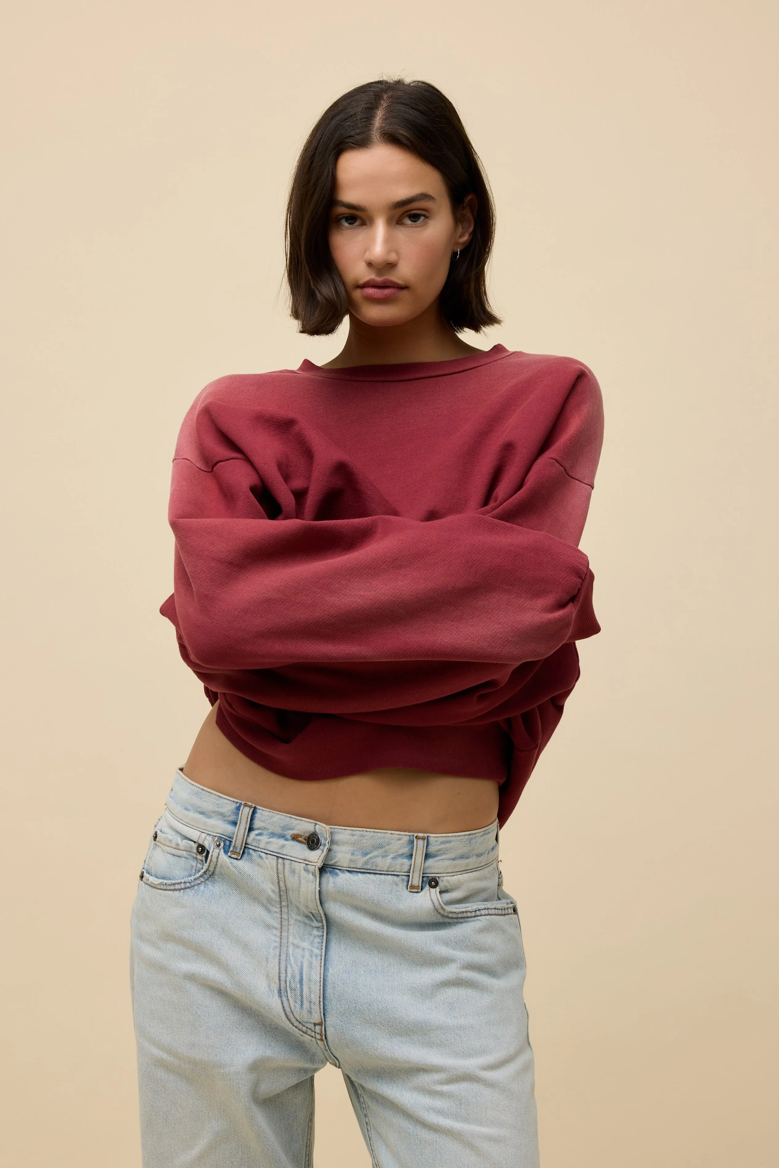 Solid Oversized Crew Sweatshirt sold by Daydreamer product image thumbnail 3