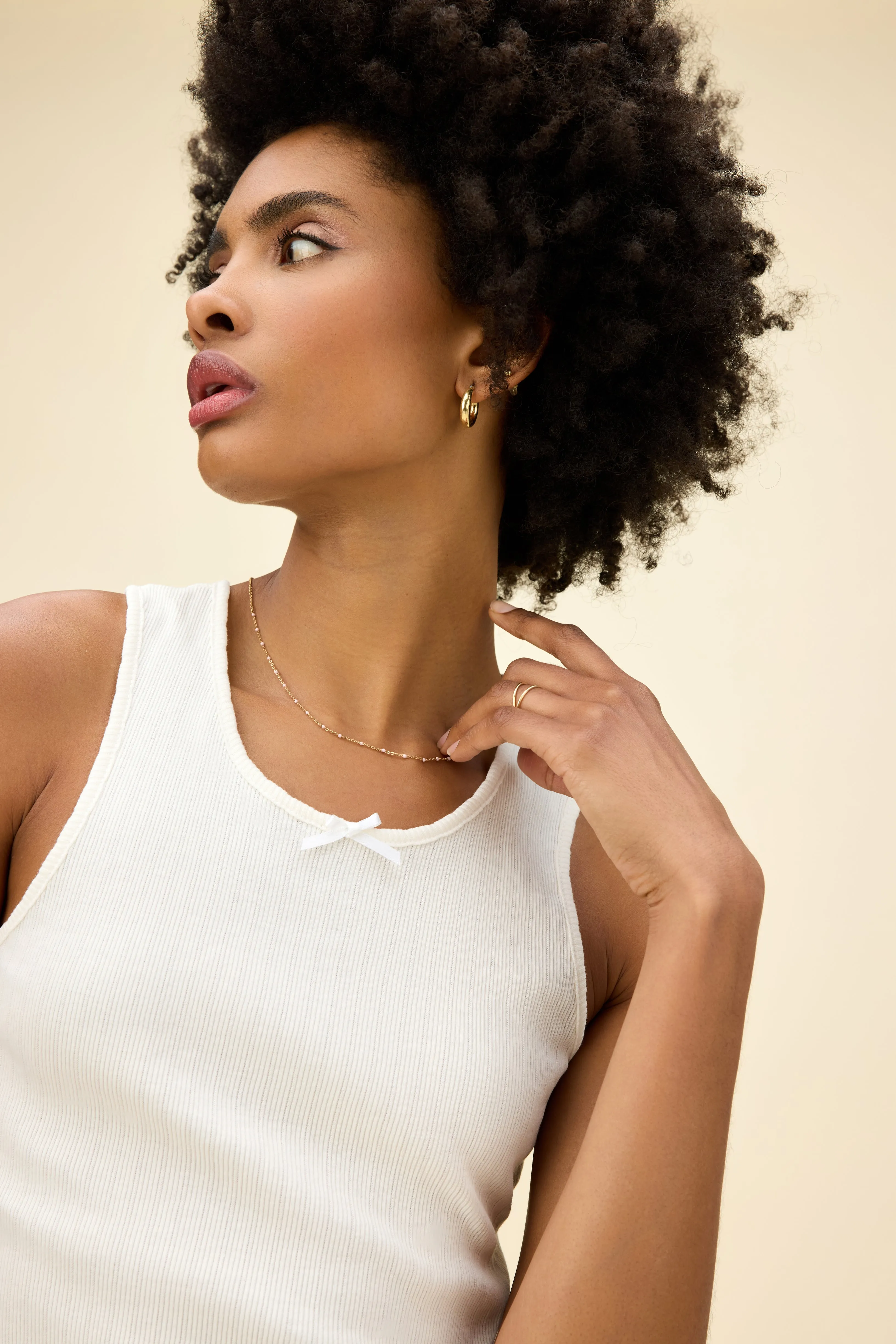 Solid Bow Pointelle Tank sold by Daydreamer product image thumbnail 2