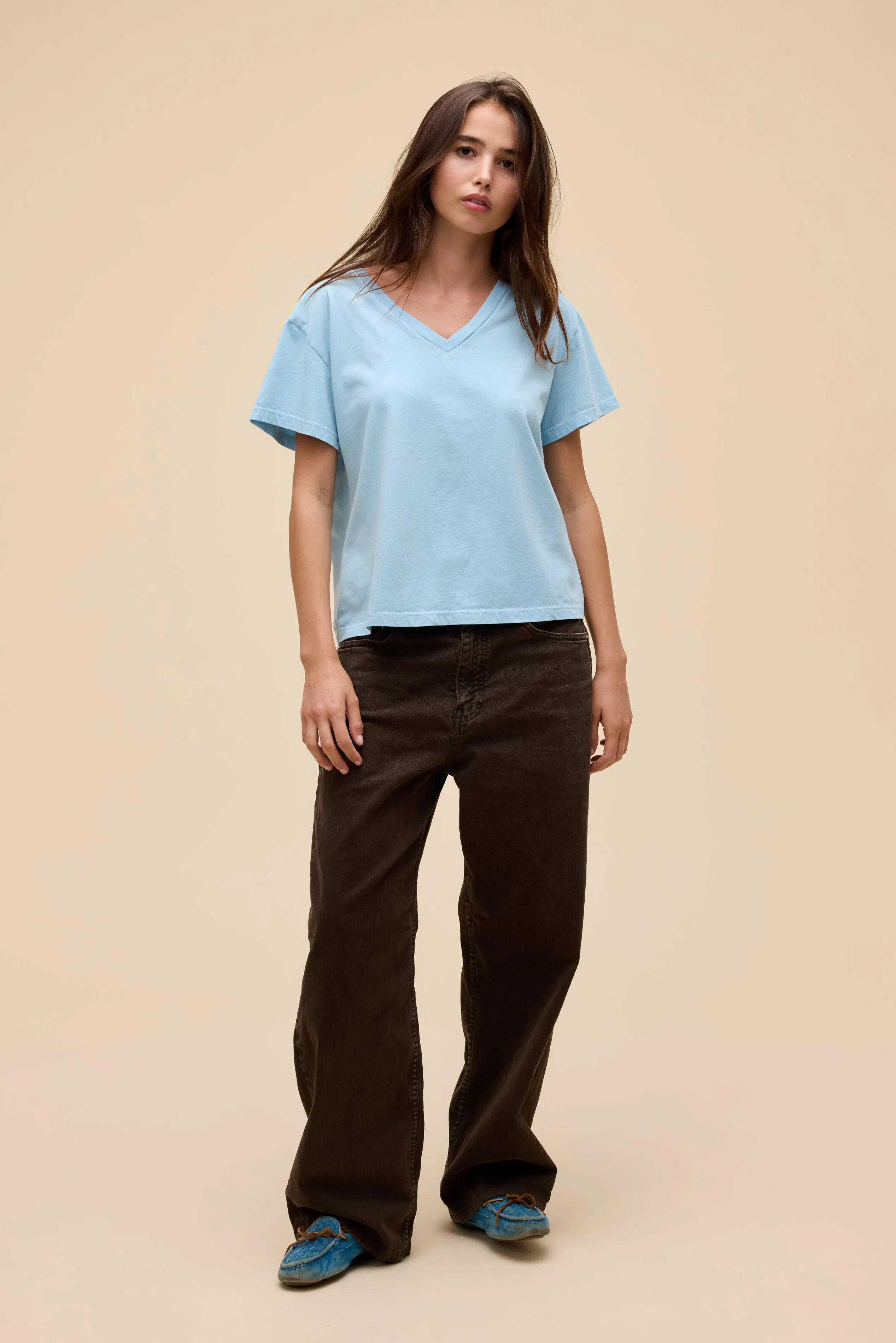 Solid Boxy V-Neck Tee sold by Daydreamer product image thumbnail 3