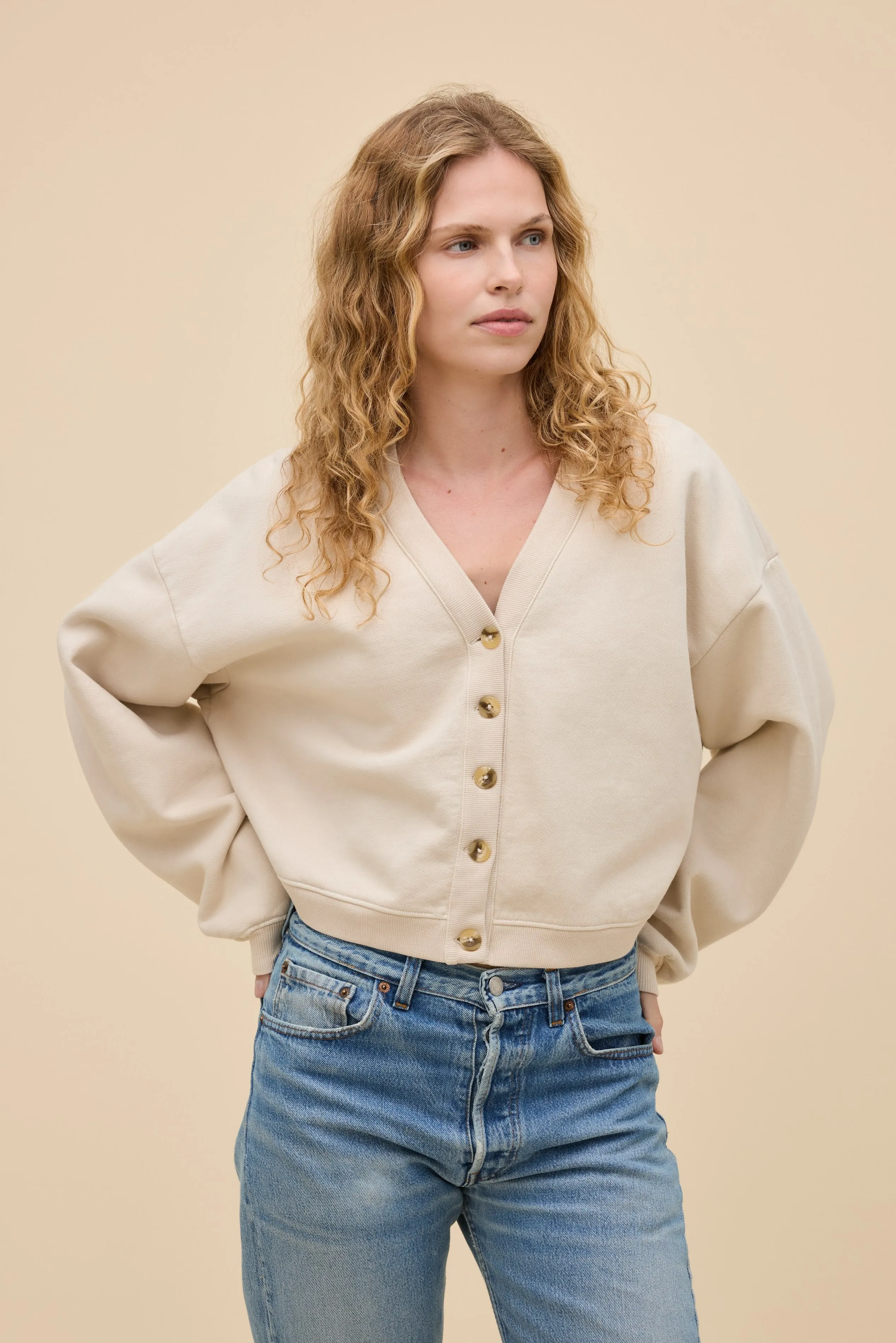 Boxy Sweatshirt Cardigan sold by Daydreamer