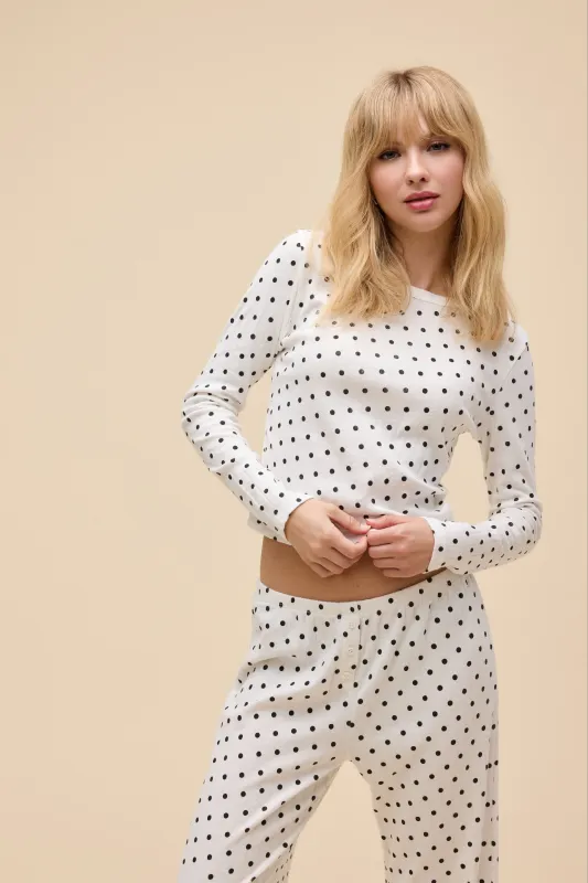 Polka Dot Pointelle Long Sleeve made by Daydreamer