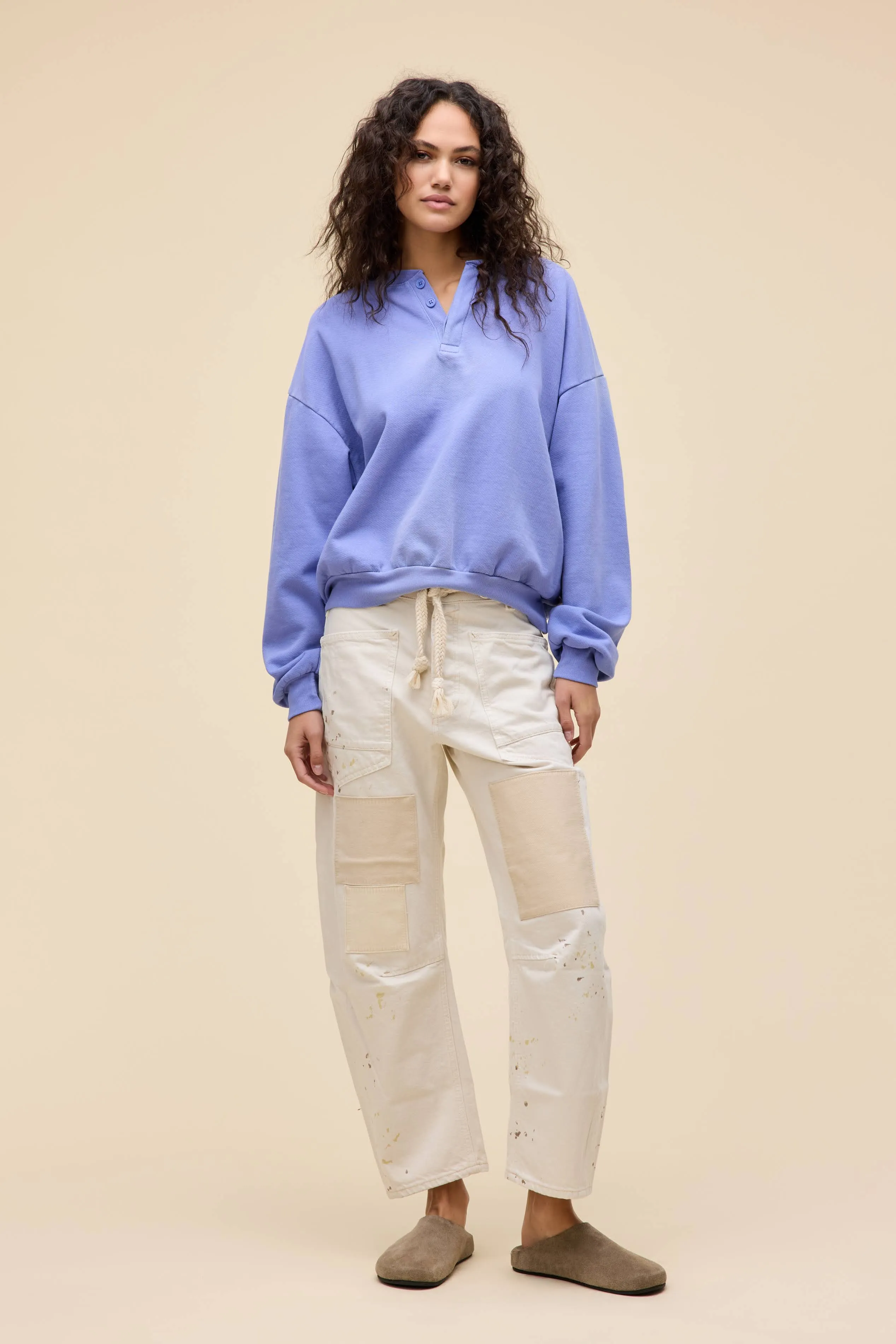 Solid Oversized Henley Sweatshirt sold by Daydreamer product image thumbnail 3