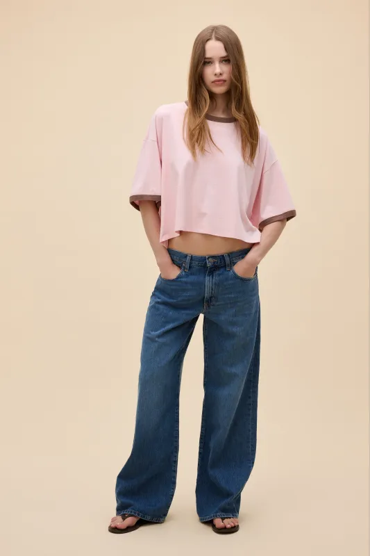 Solid Cropped OS Ringer Tee made by Daydreamer