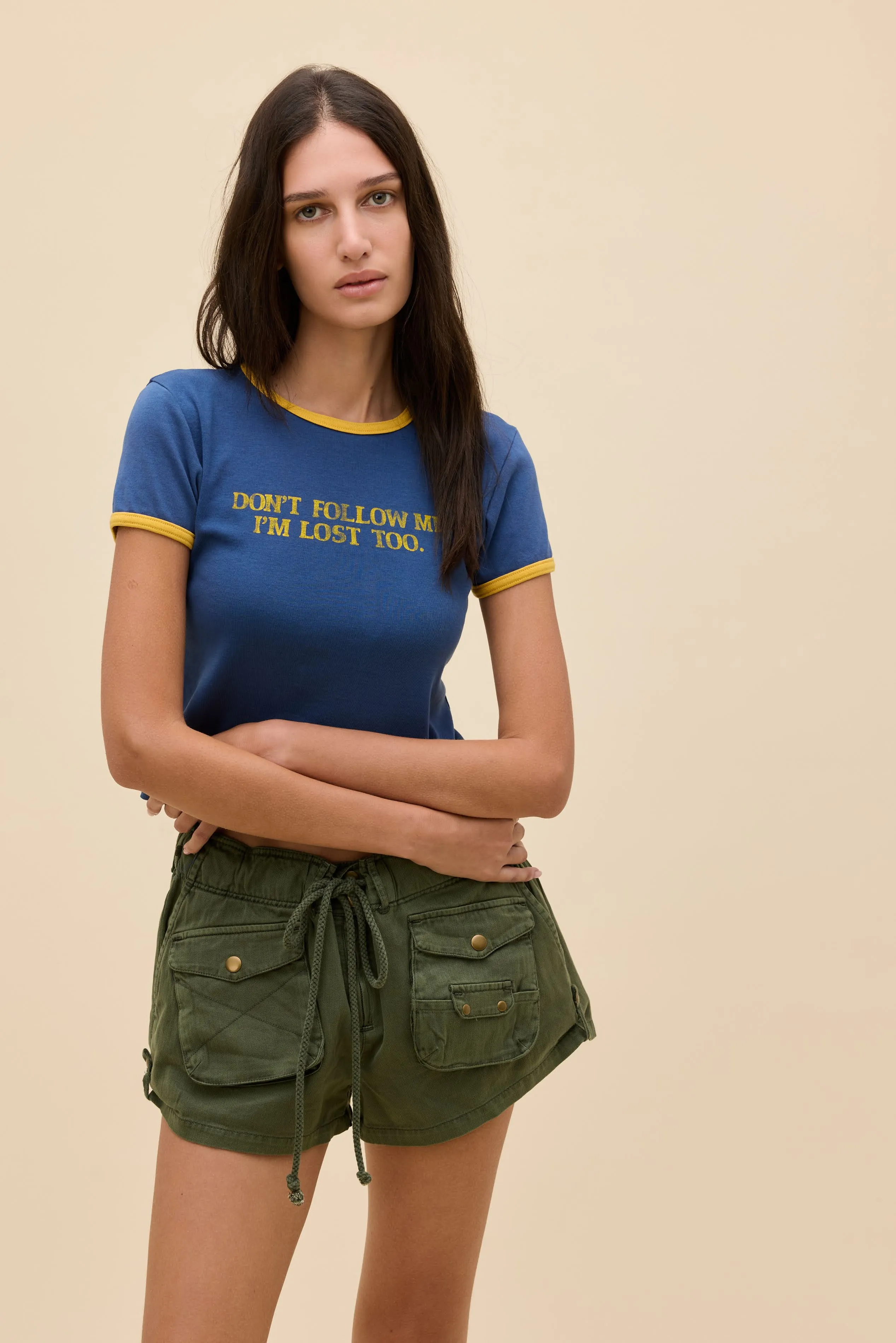 Don't Follow Me Slim Ringer Tee sold by Daydreamer