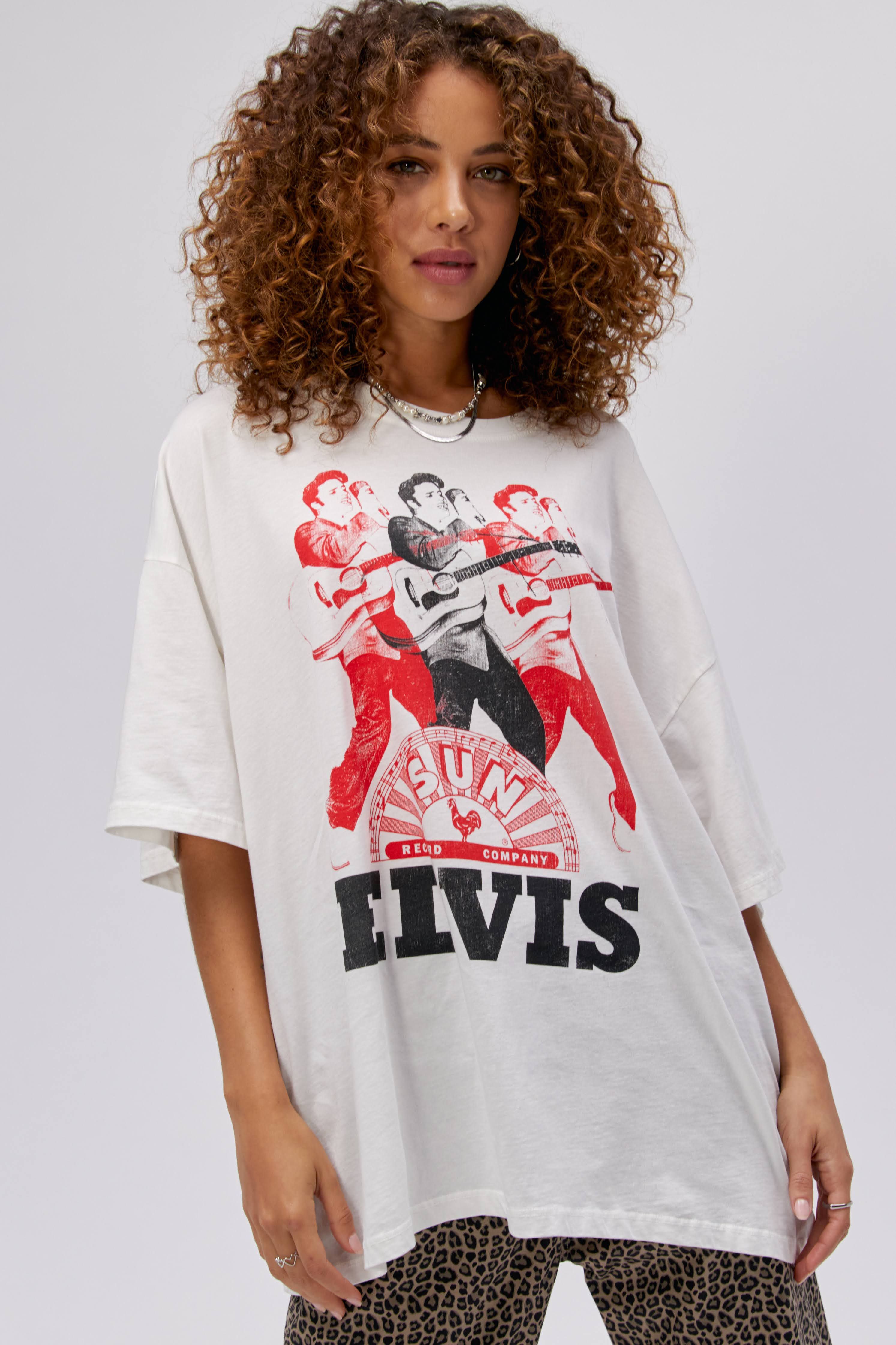 Sun Records x Elvis Repeat OS Tee in Vintage White sold by Daydreamer product image thumbnail 3