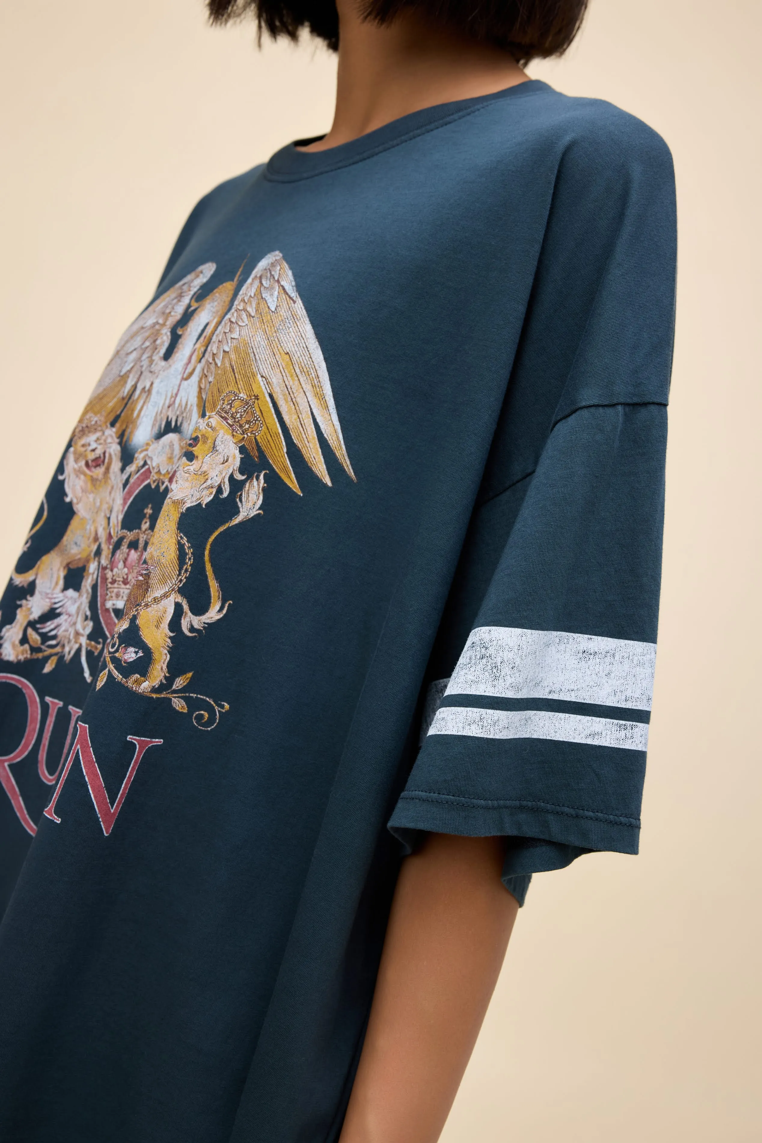 Queen Varsity Crest OS Tee in Vintage Black sold by Daydreamer product image thumbnail 3