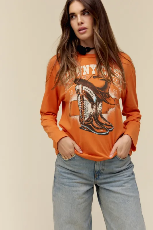 Johnny Cash Boots And Hat Crew Long Sleeve sold by Daydreamer