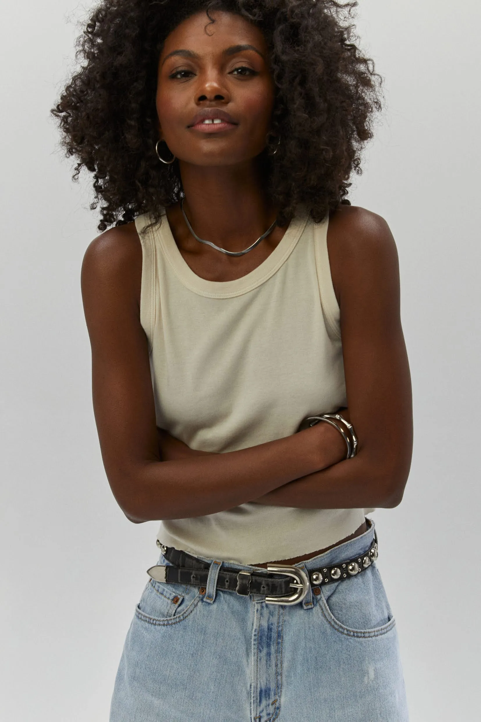 Solid Racer Tank in Dirty White sold by Daydreamer product image thumbnail 3