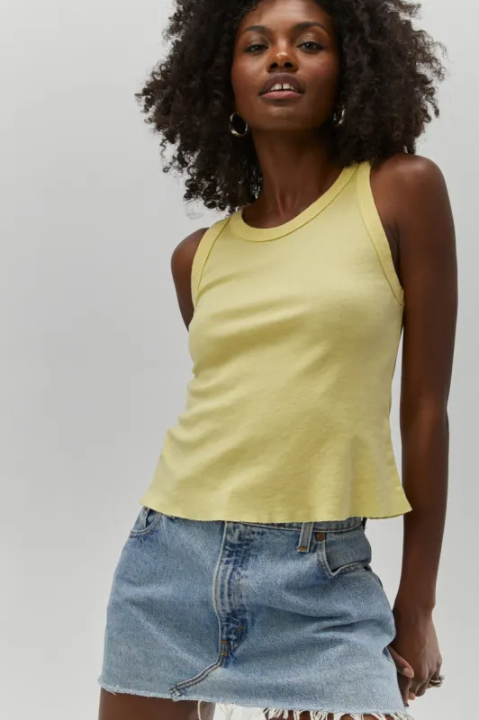 Solid Racer Tank in Lemon sold by Daydreamer