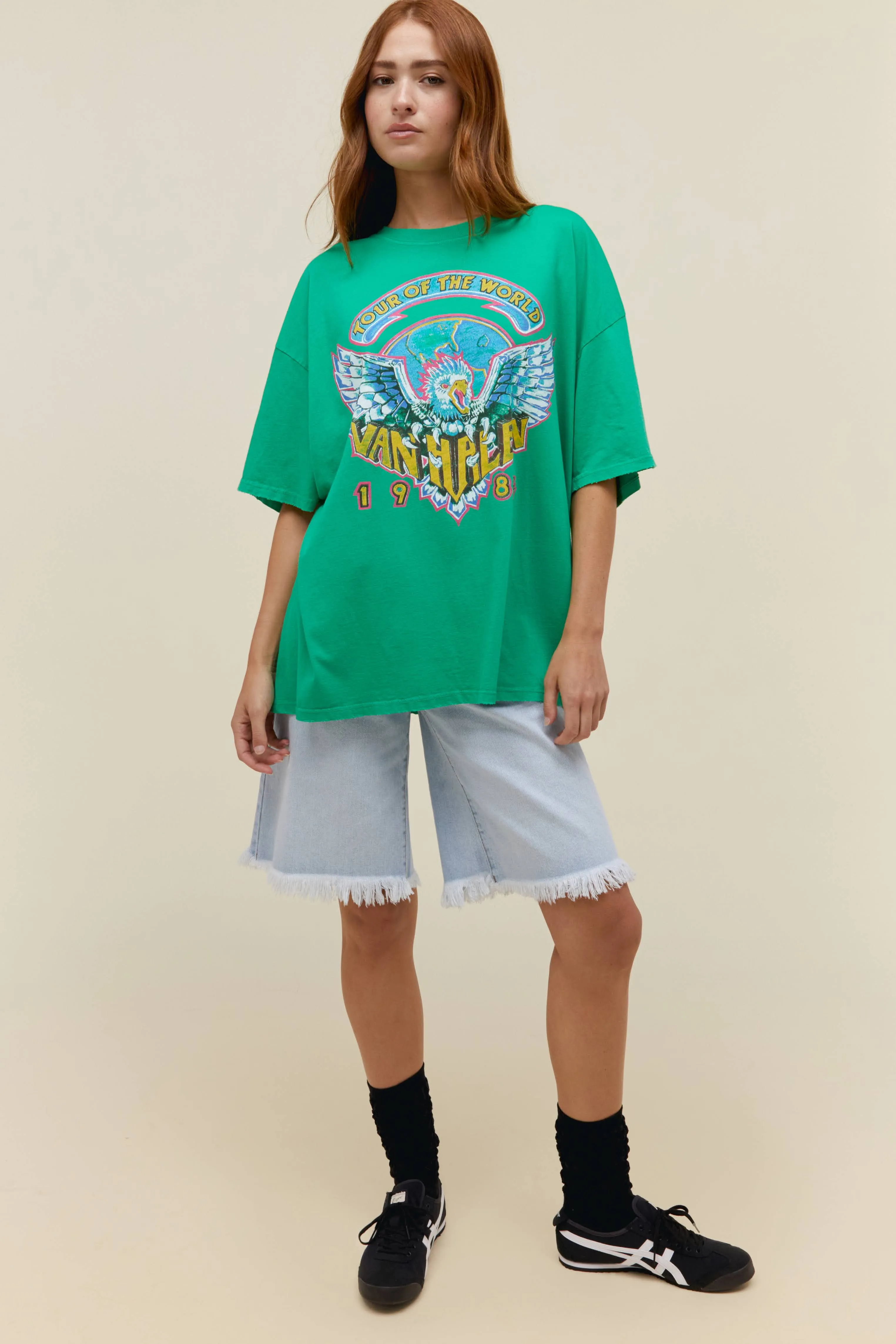 Van Halen Tour of The World OS Tee in Lucky Green sold by Daydreamer product image thumbnail 3