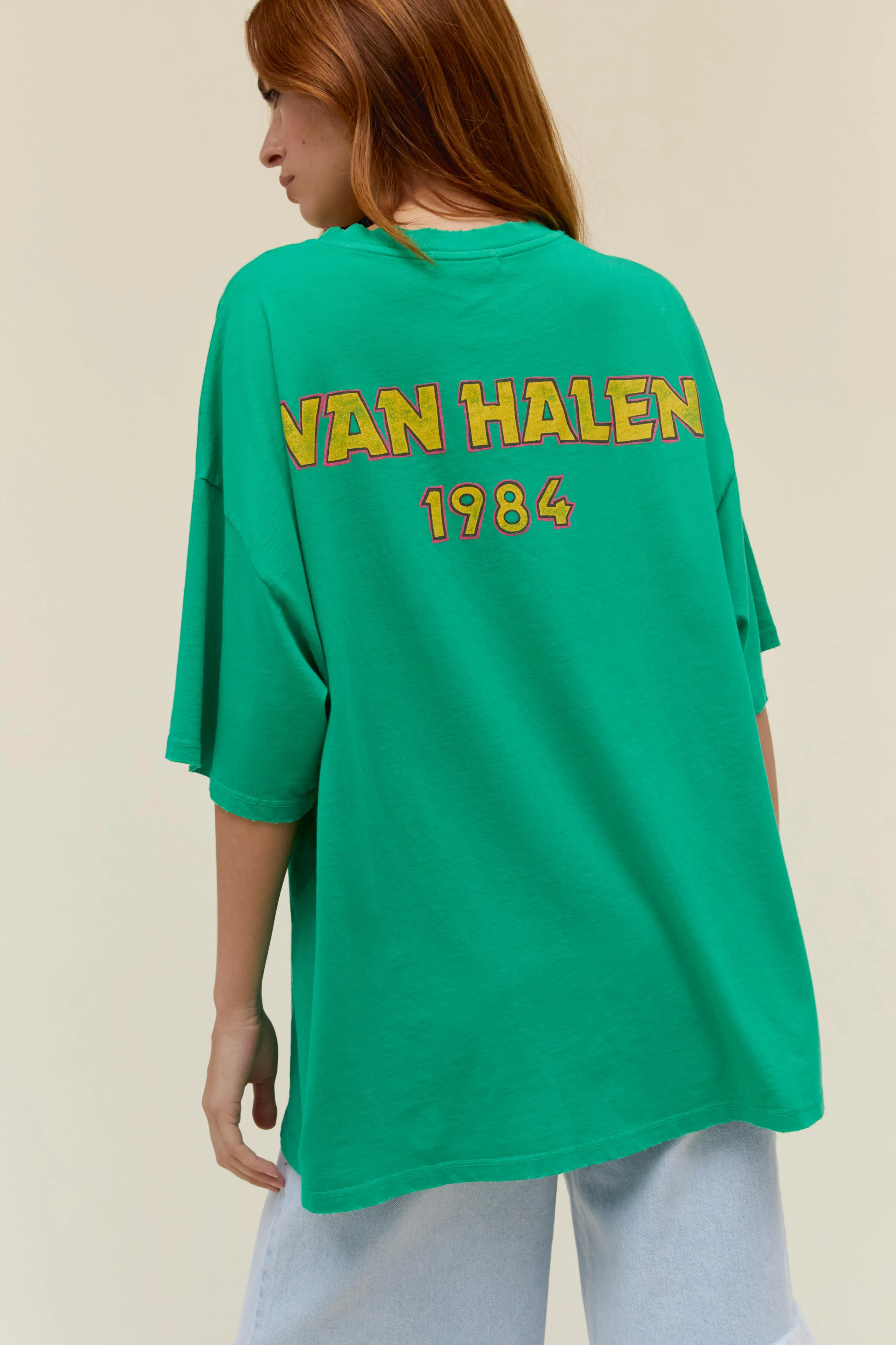 Van Halen Tour of The World OS Tee in Lucky Green sold by Daydreamer product image thumbnail 2
