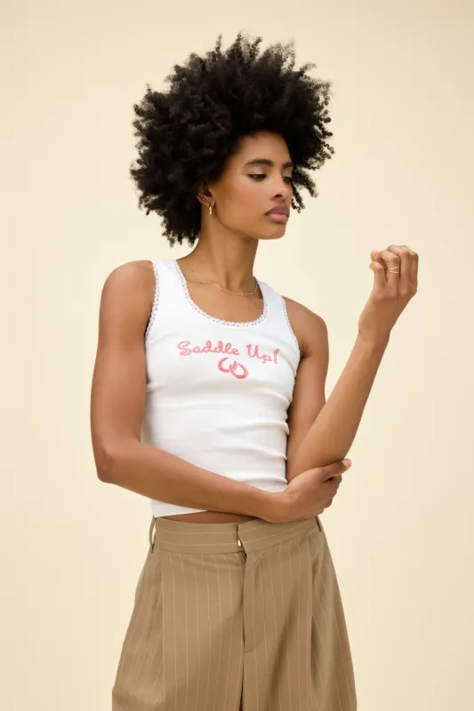 Saddle Up Lace Trim Tank sold by Daydreamer