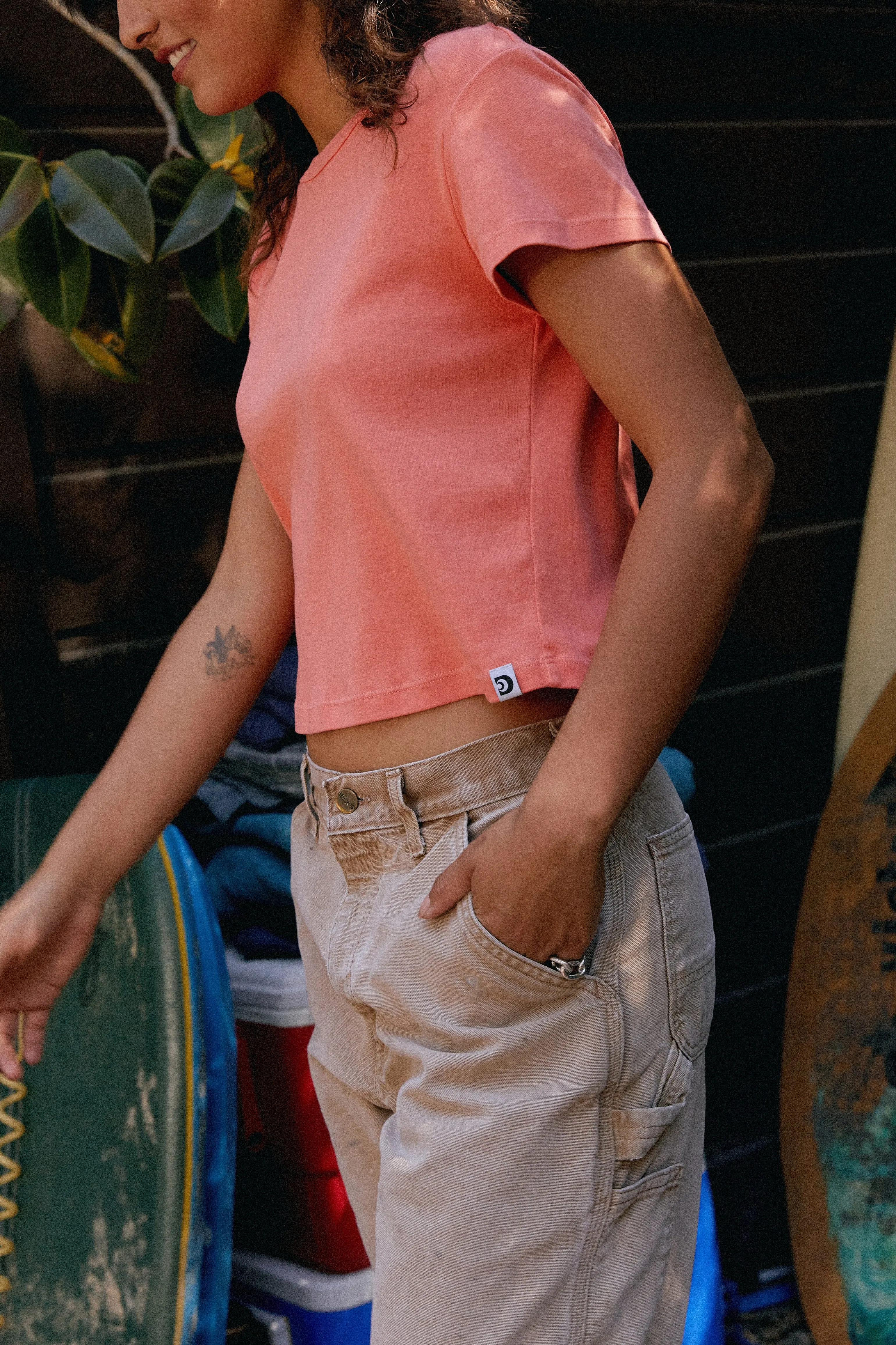 Solid Shrunken Tee in Peach Echo sold by Daydreamer